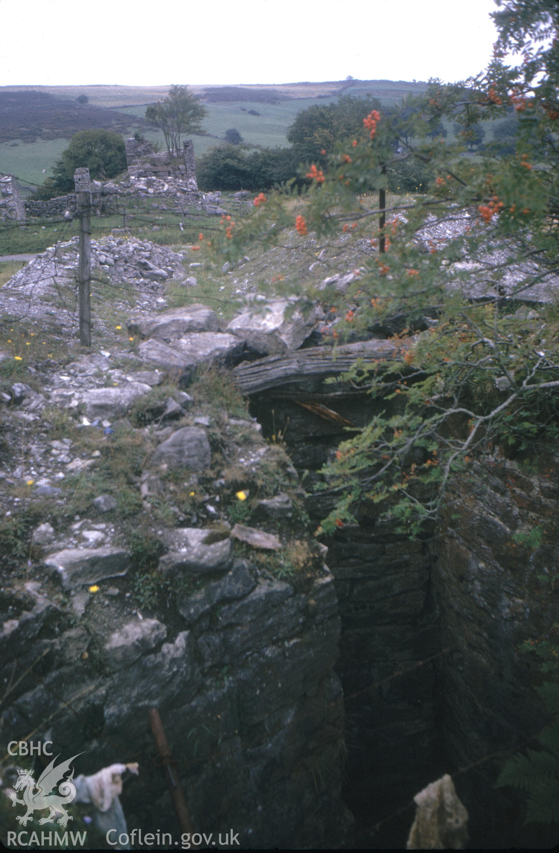Digitized 35mm slide of Bog Mine, Llanarmon, showing Mary Anne shaft.
