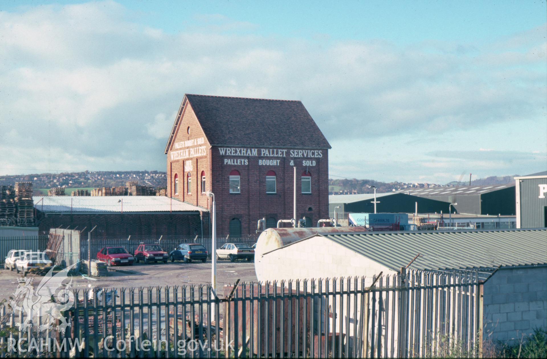 Digitized 35mm slide showing Wrexham colliery engine-house.