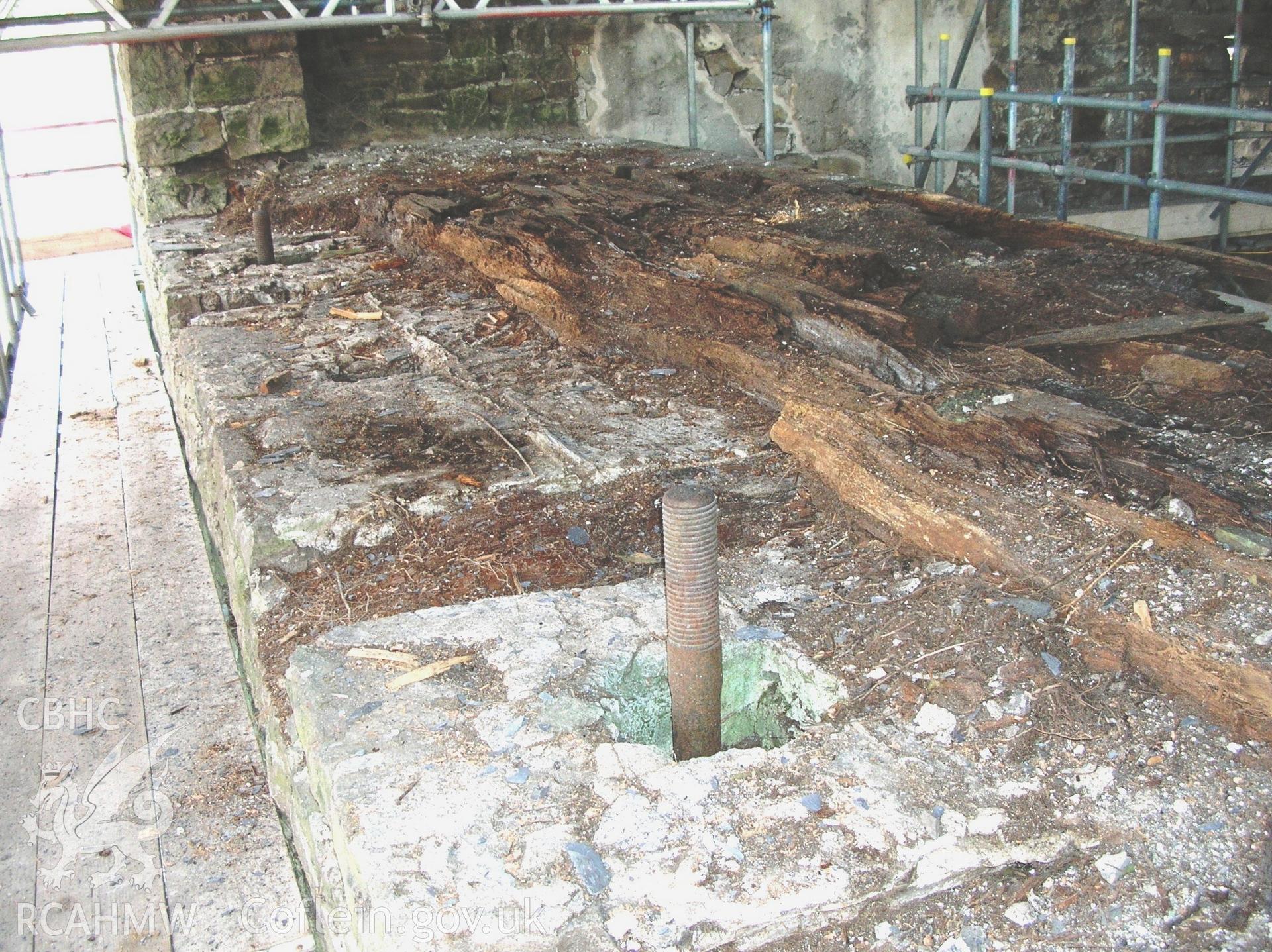 Colour photo showing bob wall at the Clive Engine House, Talar Goch Mine, produced by C.J. Williams, 2012.