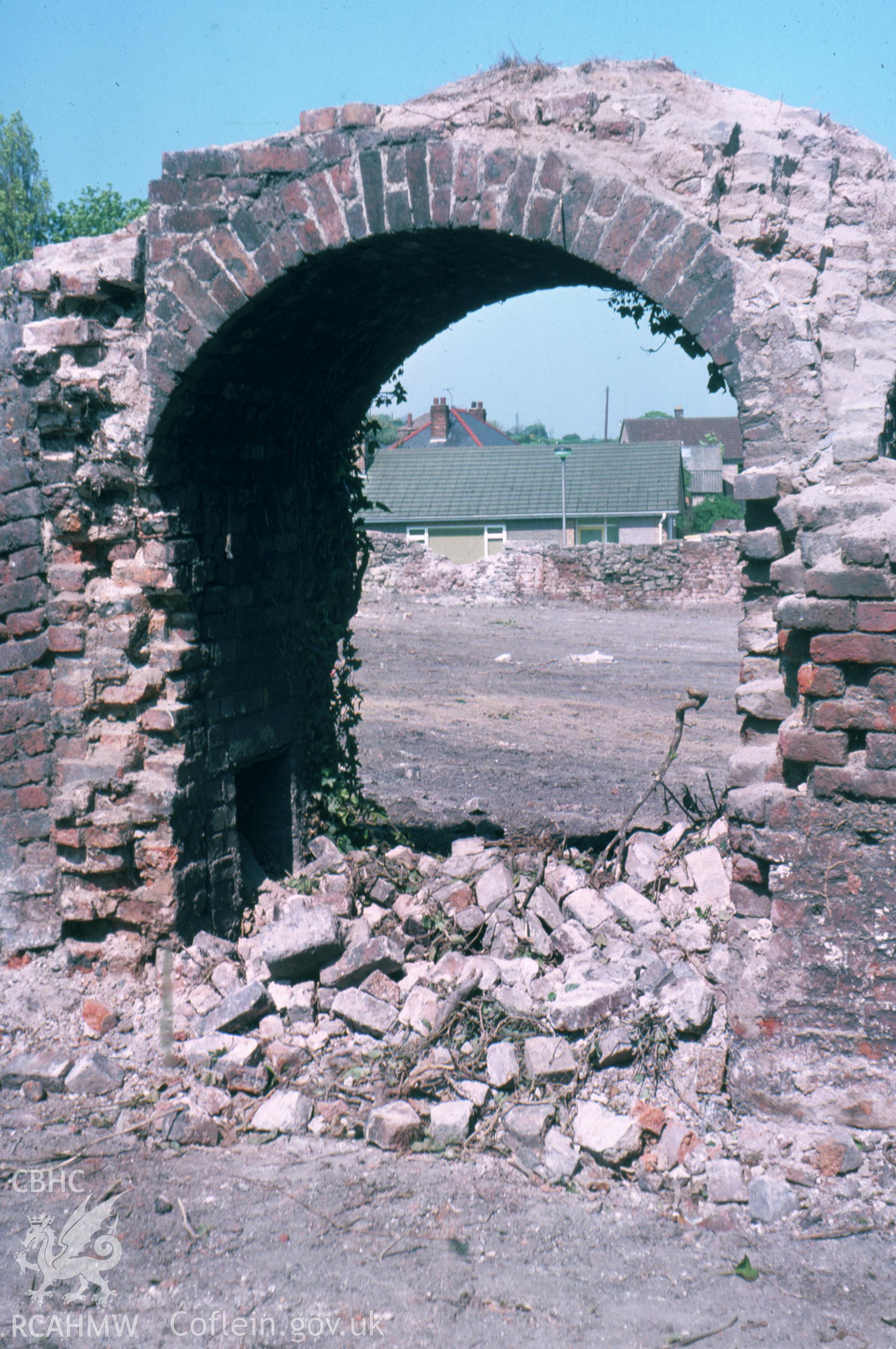 Digitized 35mm slide of the Bagillt Smelting works site near church being cleared