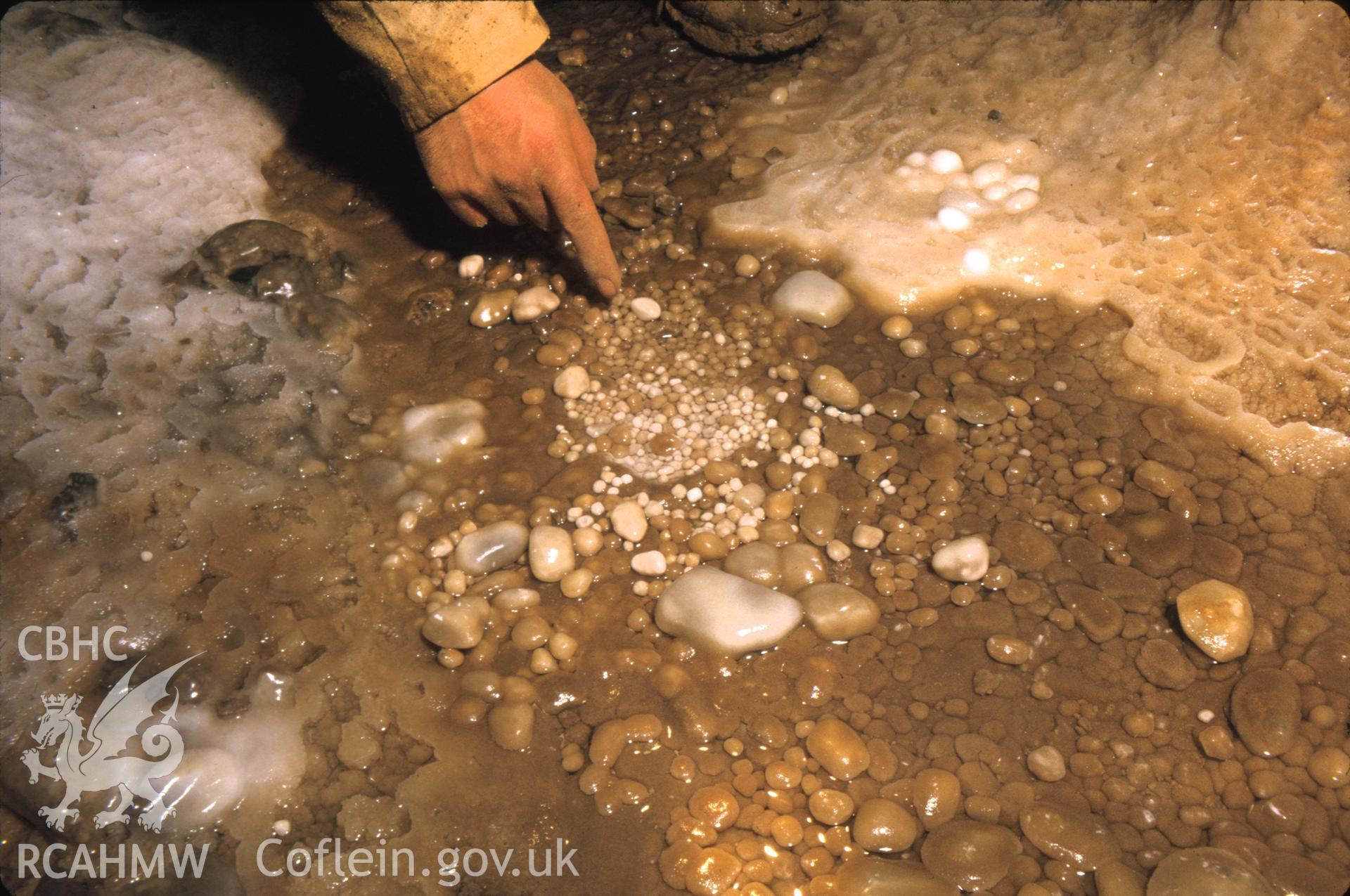 Digitized 35mm slide of Waenlas Mine, Llanarmon, showing adit and cave pearls.