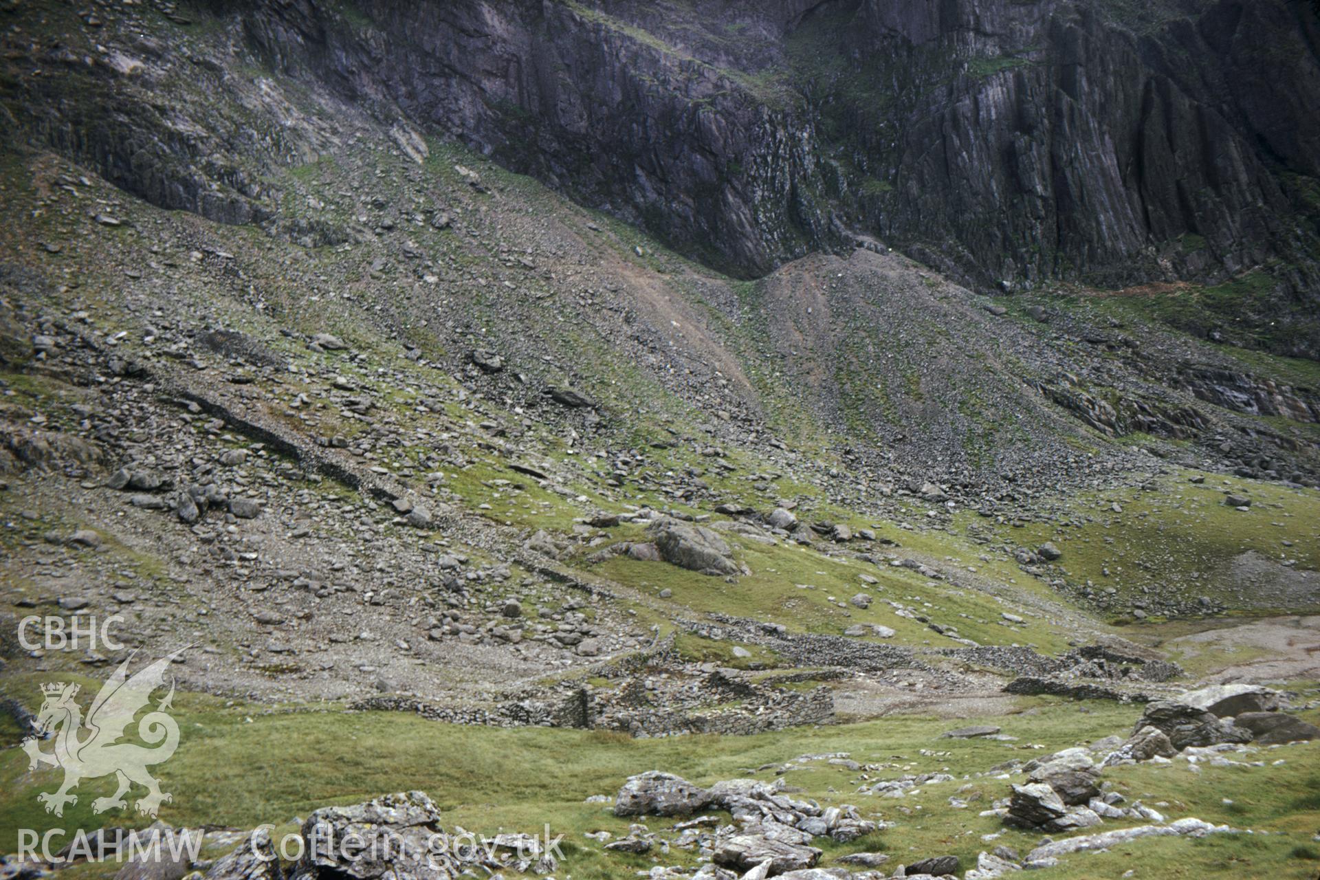 Digitized 35mm slide of Clogwyn Coch copper mine, incline.