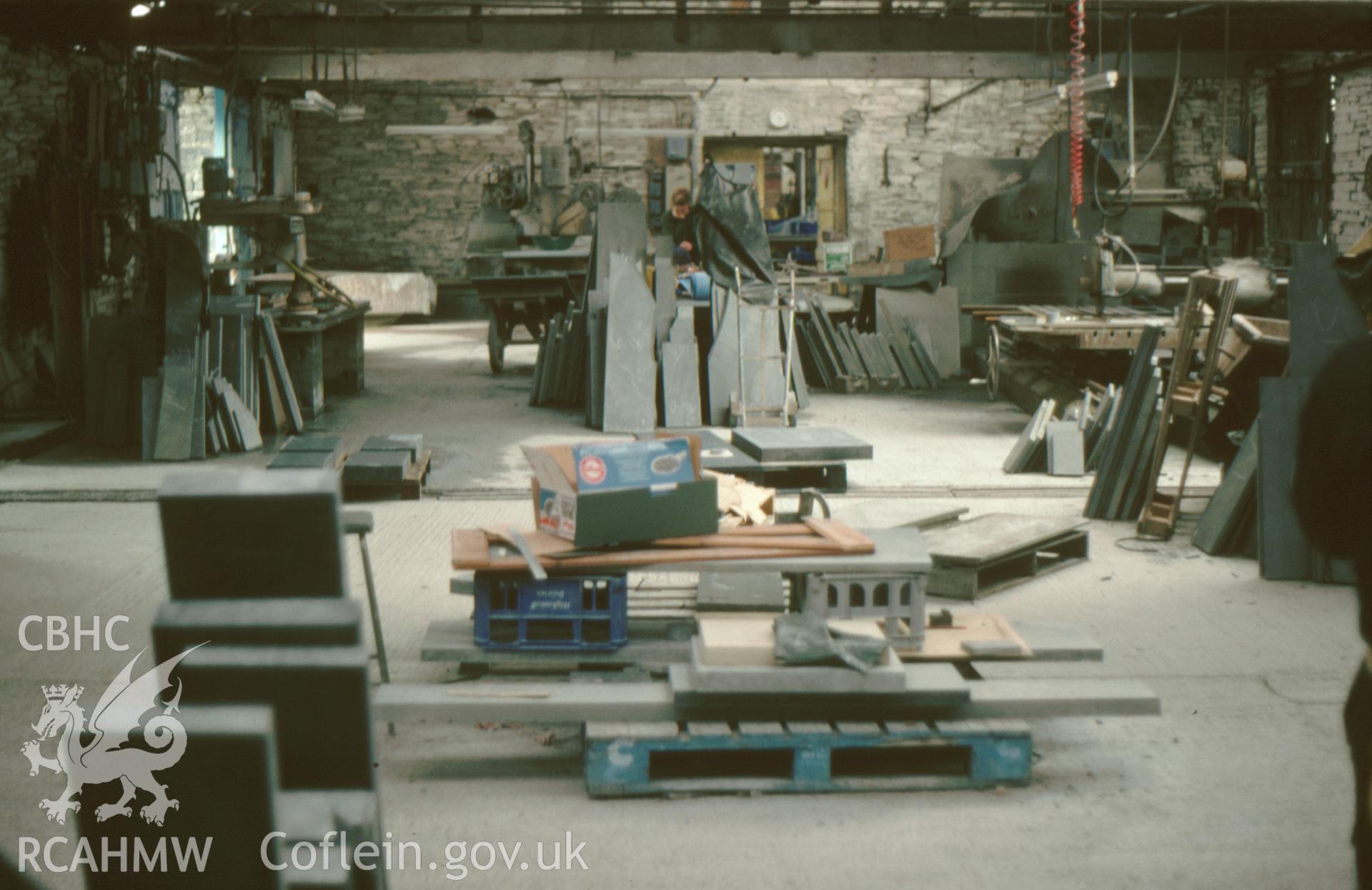 Digitized 35mm slide showing Aberllefenni slate quarries, works.