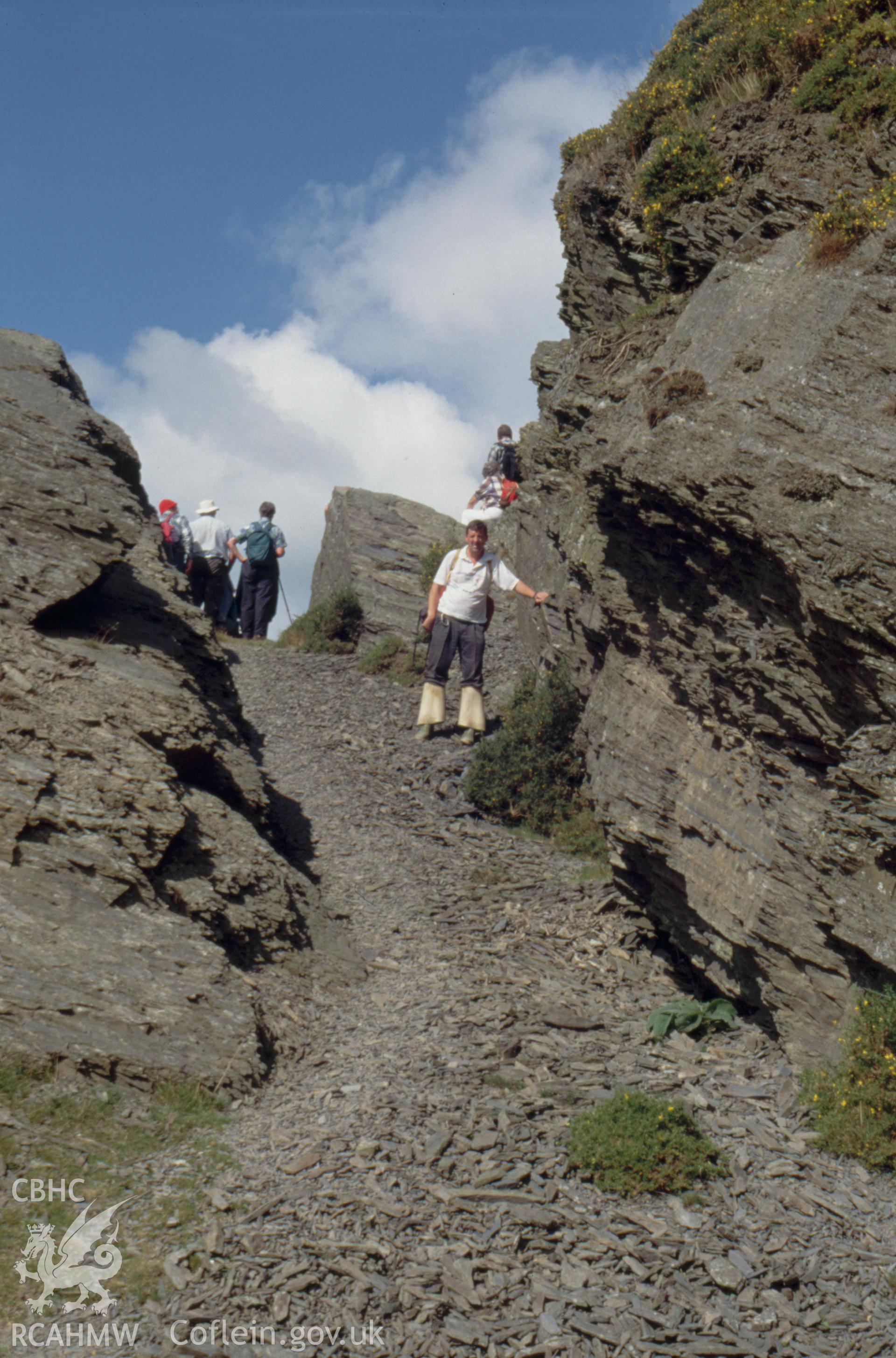 Digitized 35mm slide showing opencast workings, Gwaithgoch, Cardiganshire.