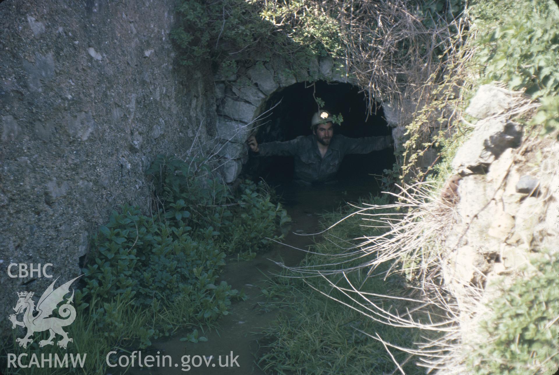 Digitized 35mm slide of Penmorfa level entrance (detail), taken by Christopher J. Williams, and loaned by him for copying.