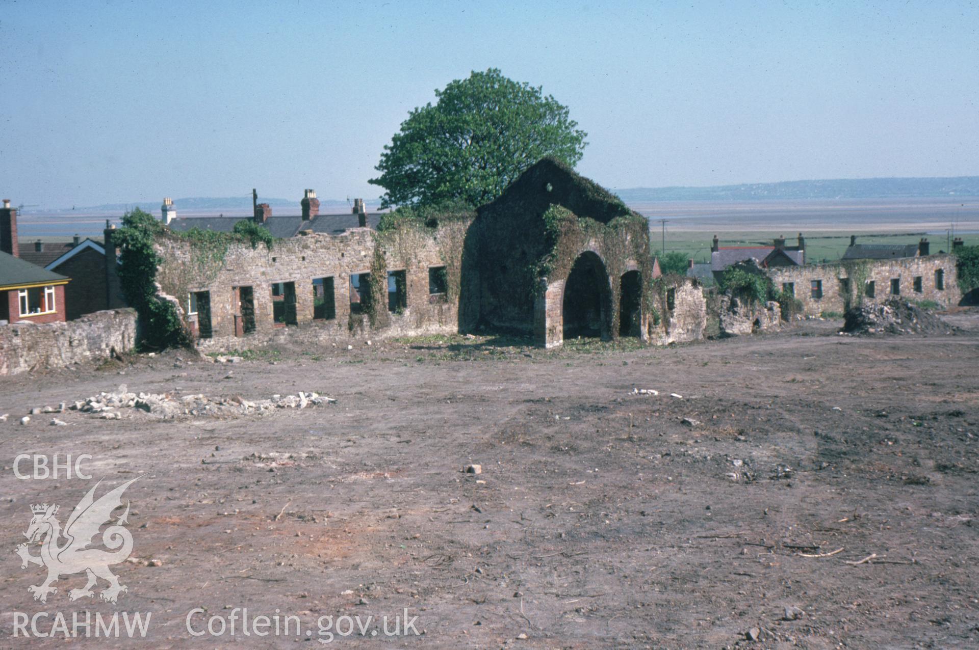 Digitized 35mm slide of the Bagillt Smelting works site near church being cleared