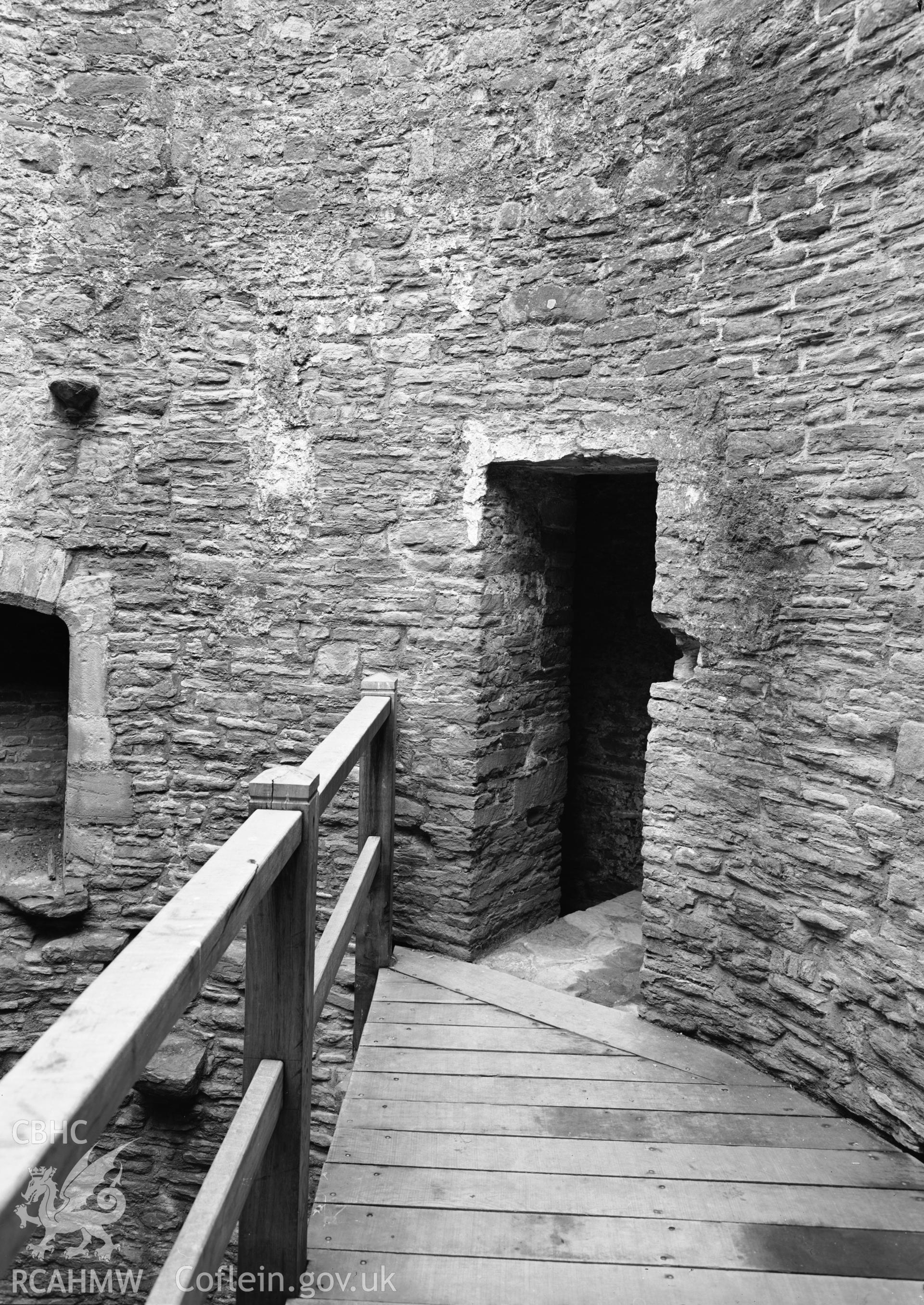 D.O.E photographs of Bronllys Castle Tower - interior access to second floor.