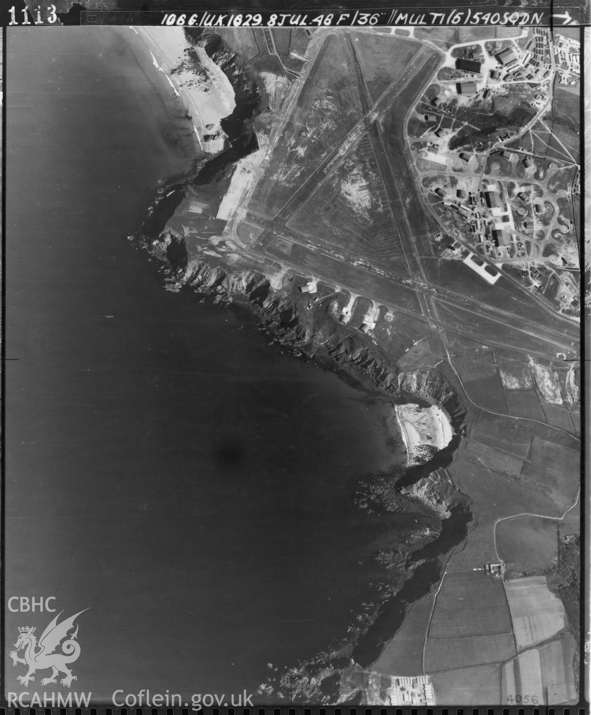 Black and white vertical aerial photograph taken by the RAF on 08/07/1946 centred on SM79440605 at a scale of 1:10000. The photograph includes part of Dale community in Pembrokeshire.