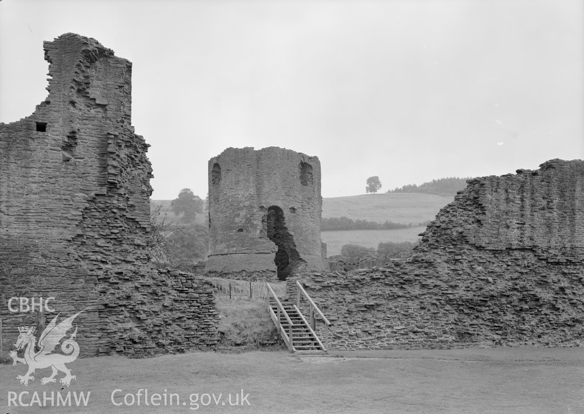 D.O.E photograph of Skenfrith Castle - entry through curtain and keep.