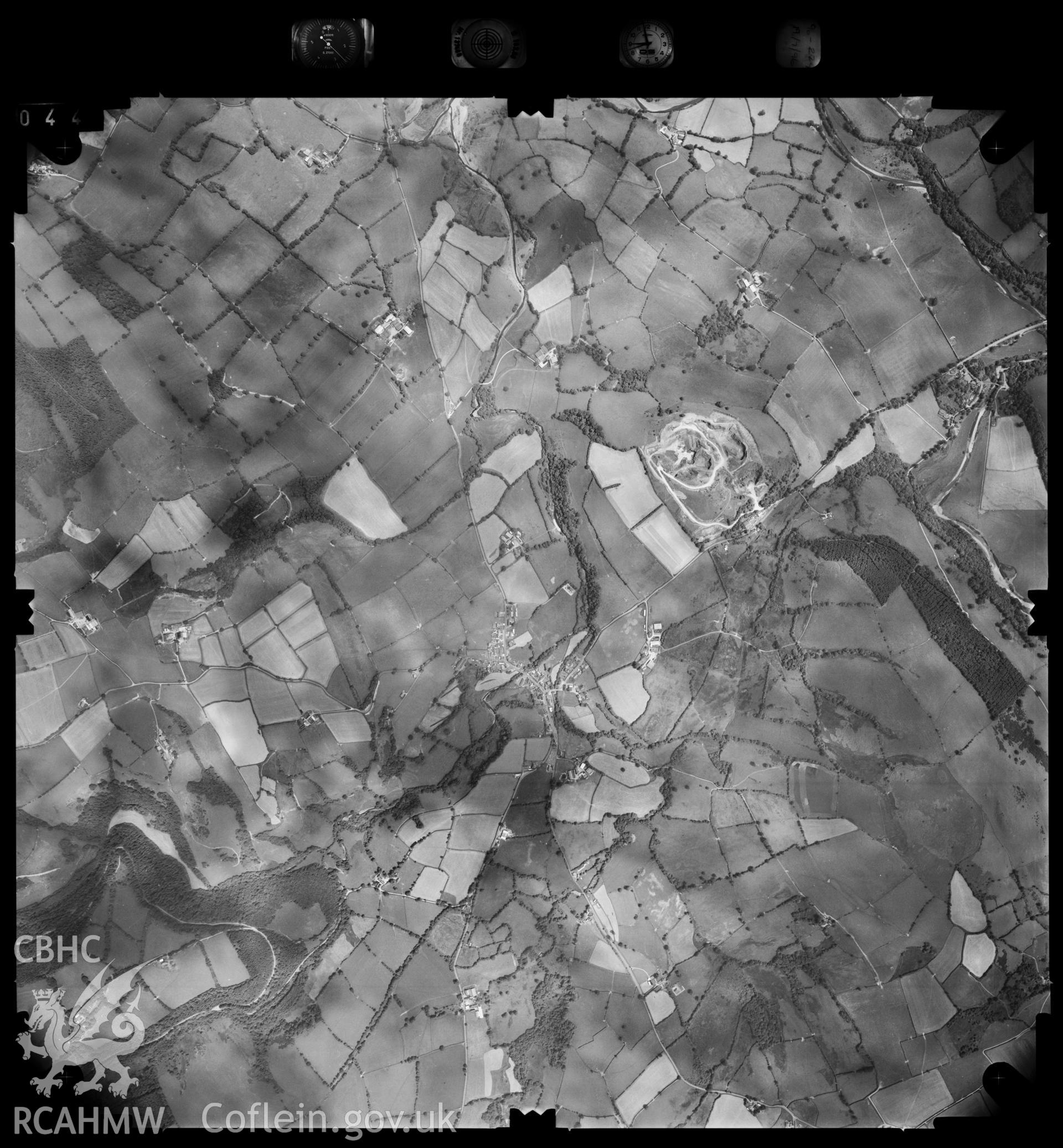 Digitized copy of an aerial photograph showing Llansawel area, taken by Ordnance Survey, 1996