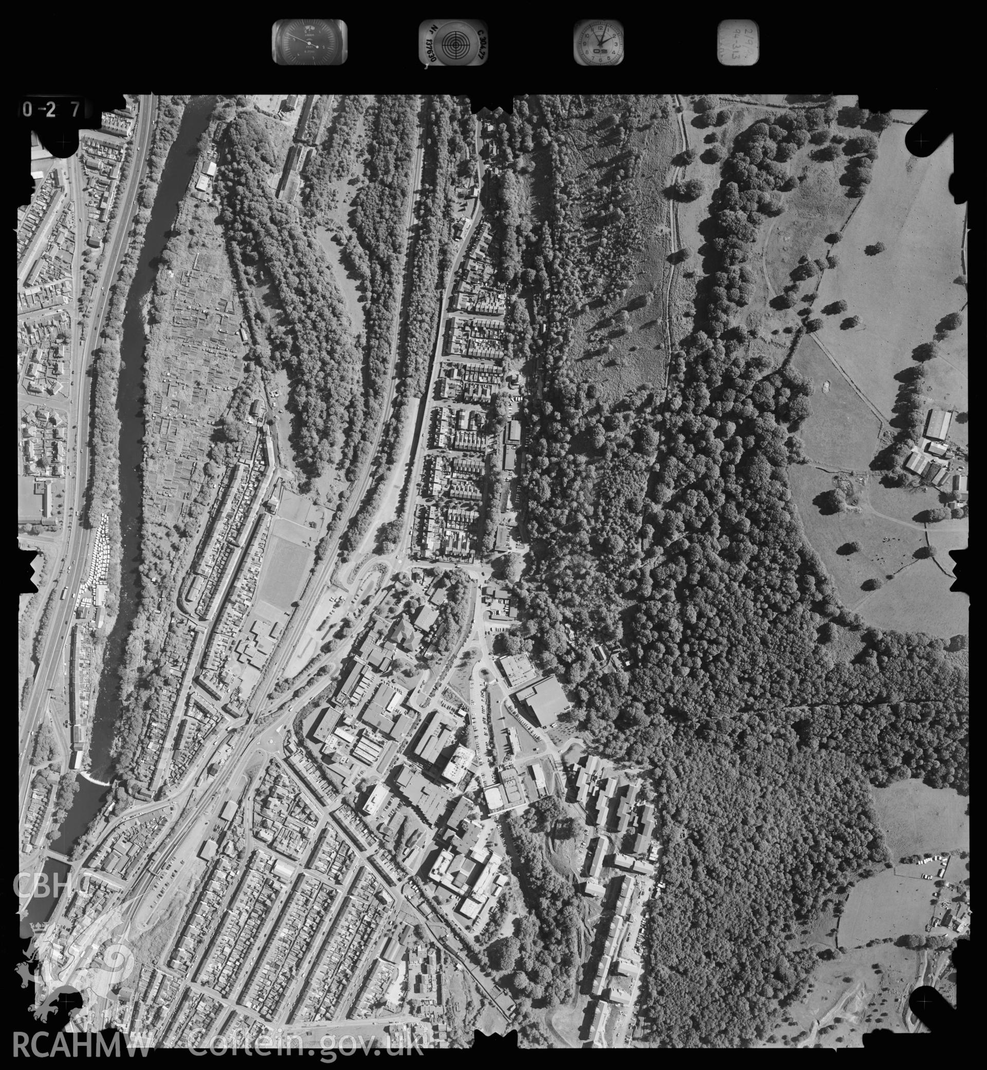 Digitized copy of an aerial photograph showing the Treforest area, taken by Ordnance Survey, 1994.