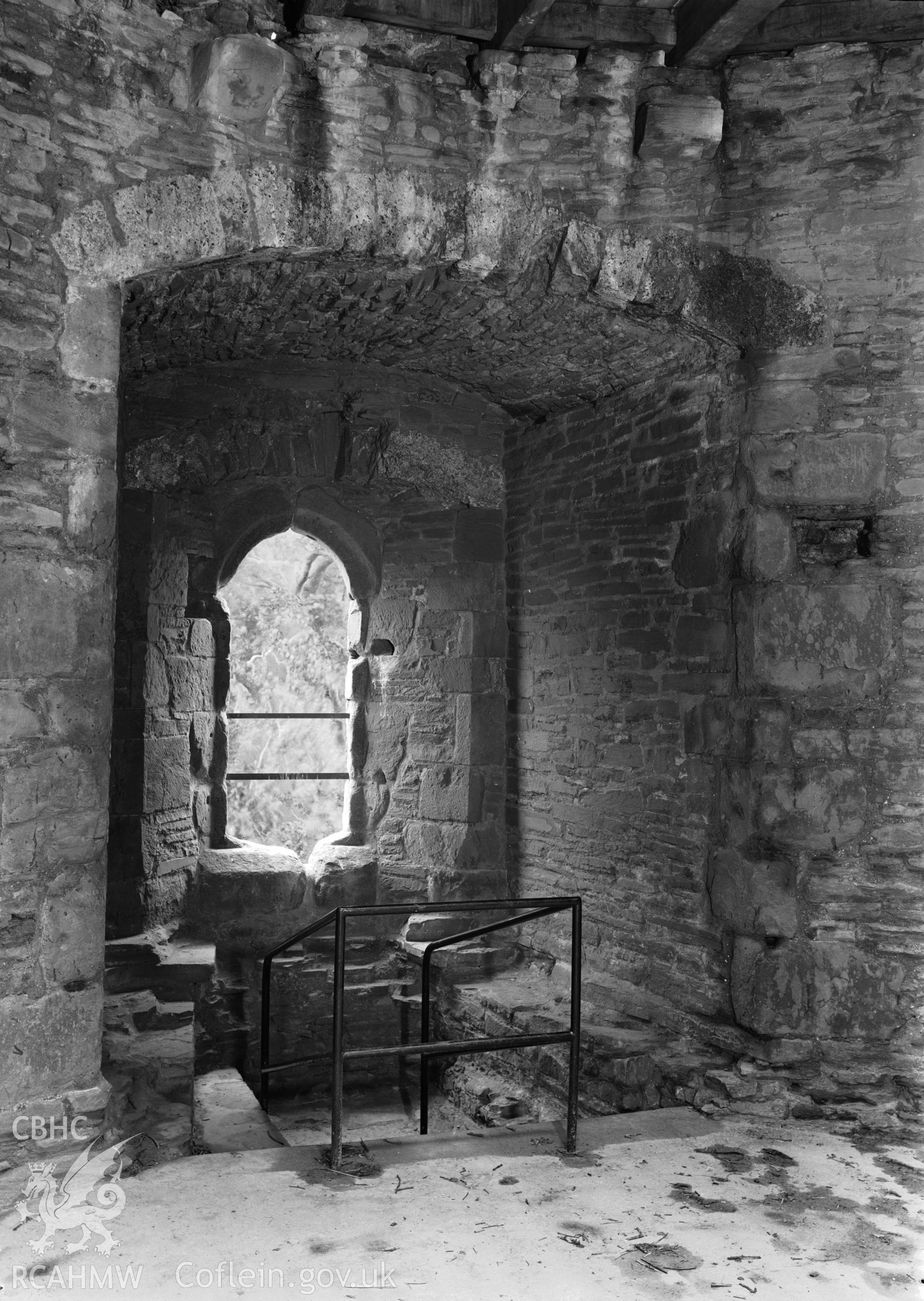 D.O.E photographs of Bronllys Castle Tower - interior access to vaulted ground floor.