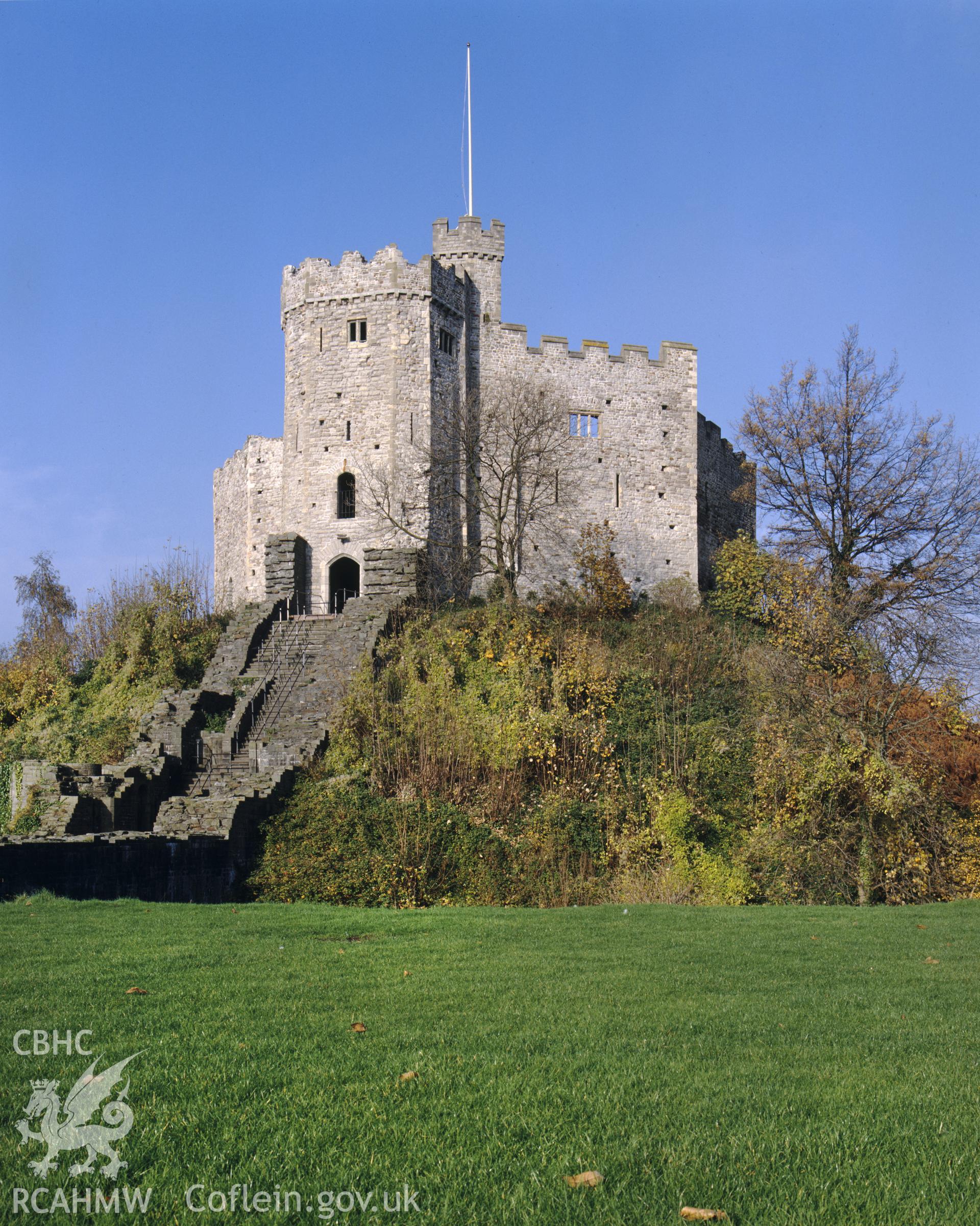 RCAHMW colour transparency of a general exterior view of Cardiff Castle.