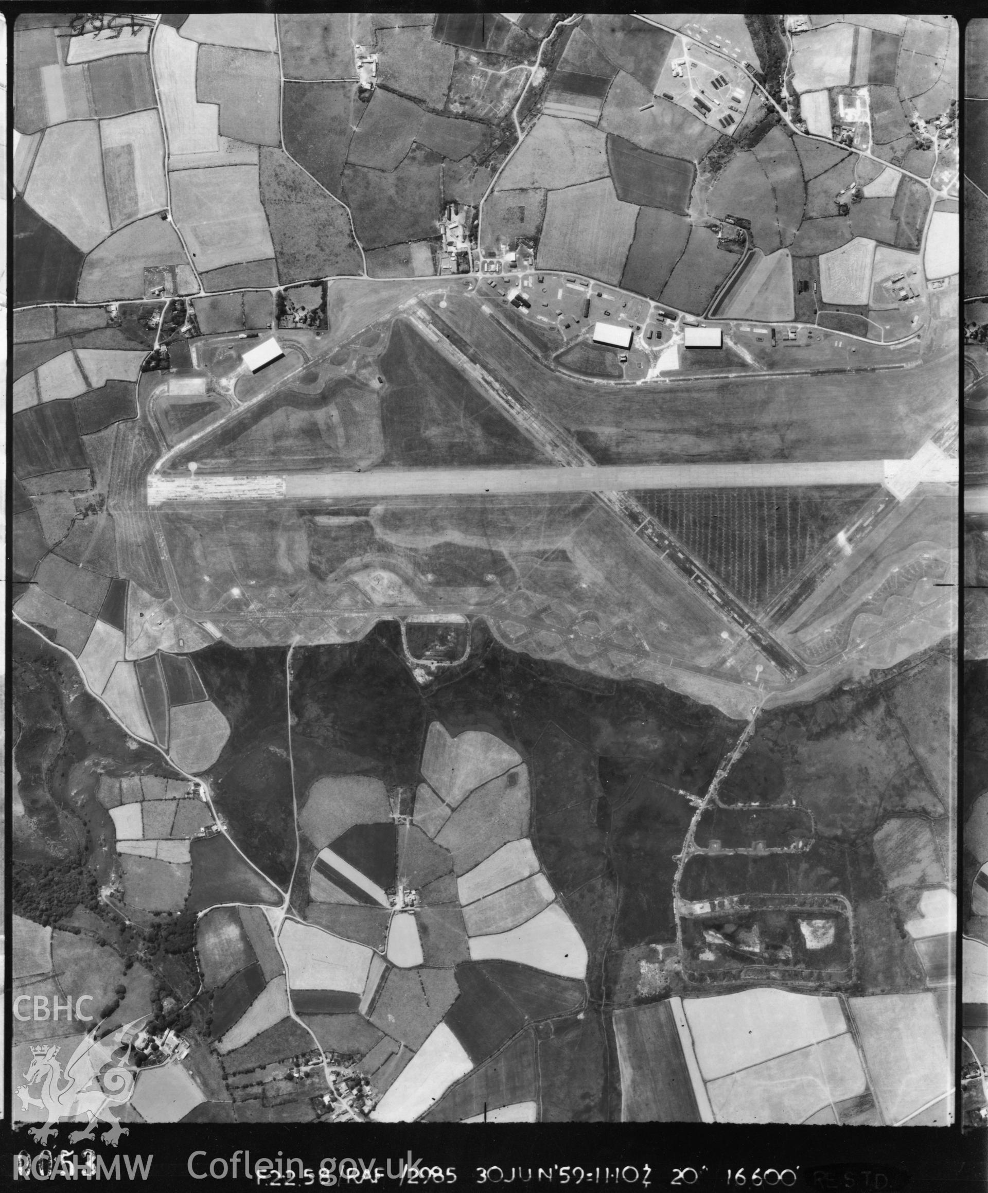 Black and white vertical aerial photograph, taken by the RAF in 1959, showing  the area around Solva.