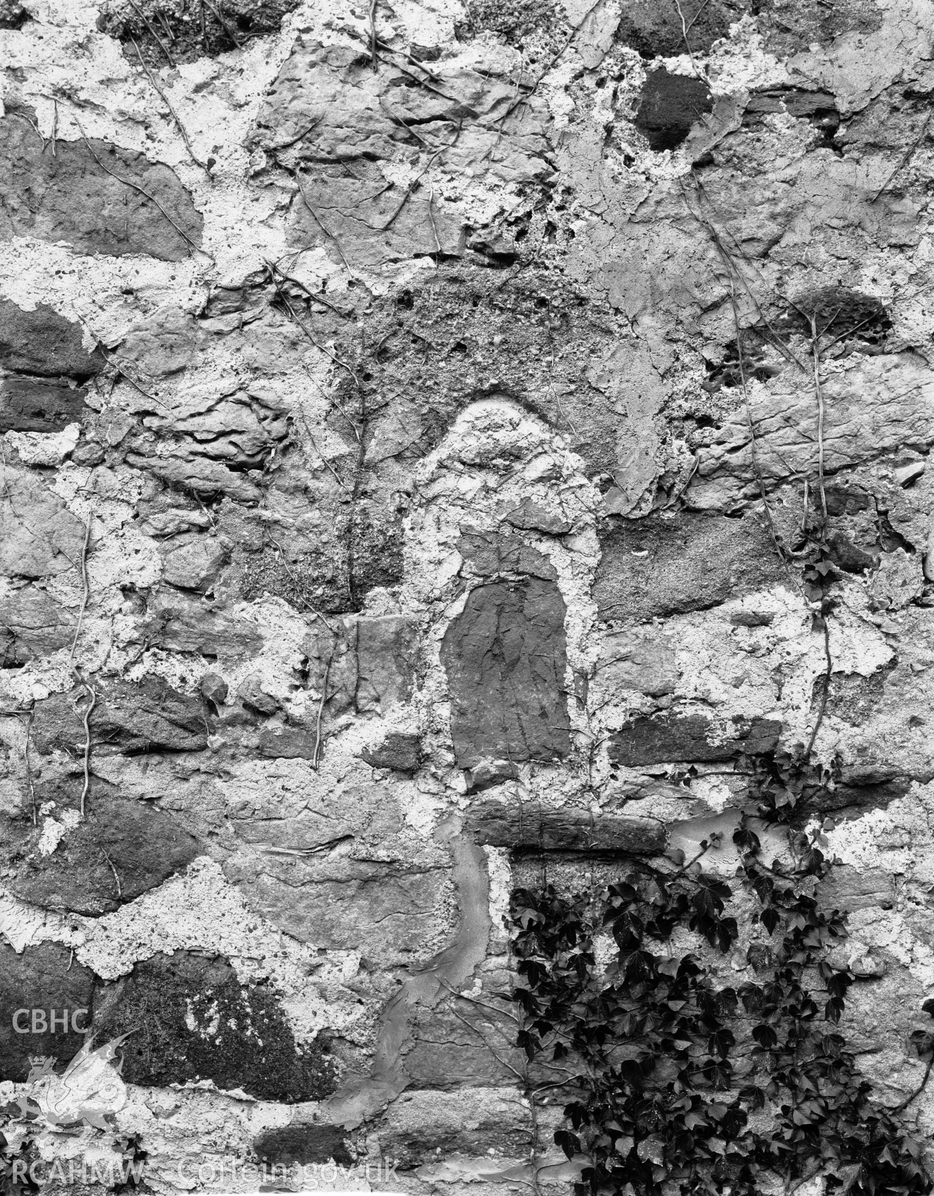 Blacked window in south wall nave
