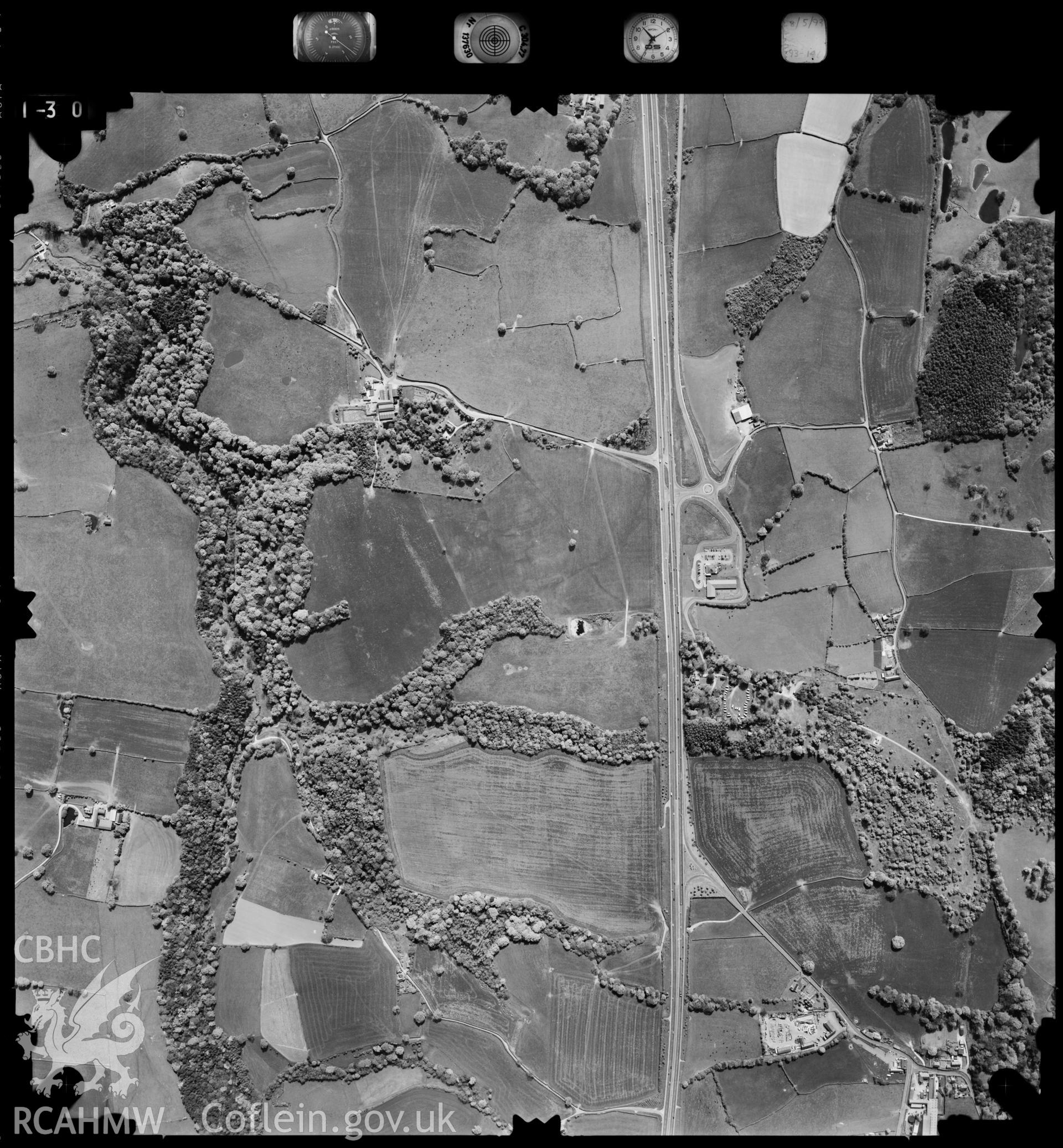 Digitized copy of an aerial photograph showing the Halkyn area, taken by Ordnance Survey, 1993.