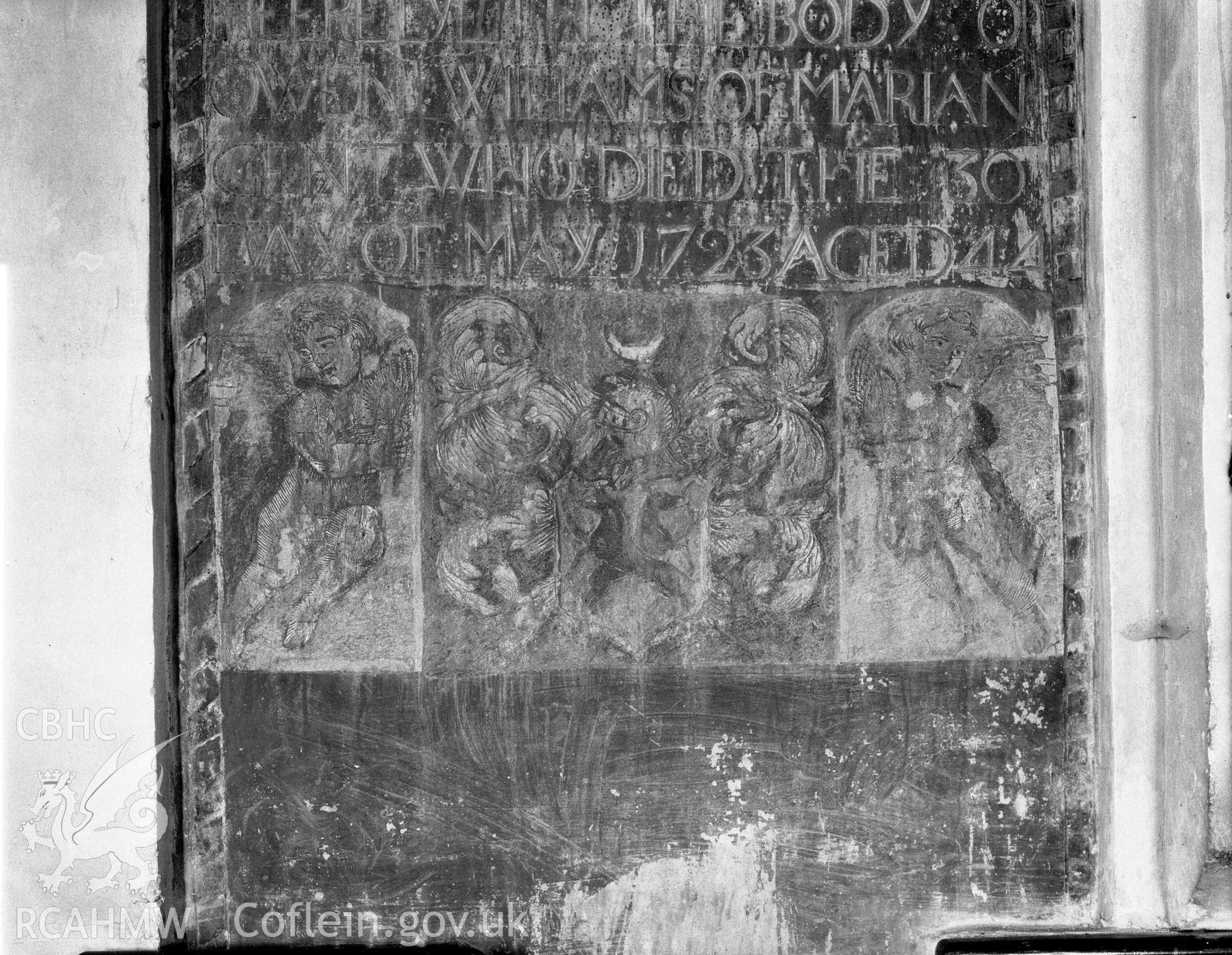 Carved panel on slab, north wall of nave
