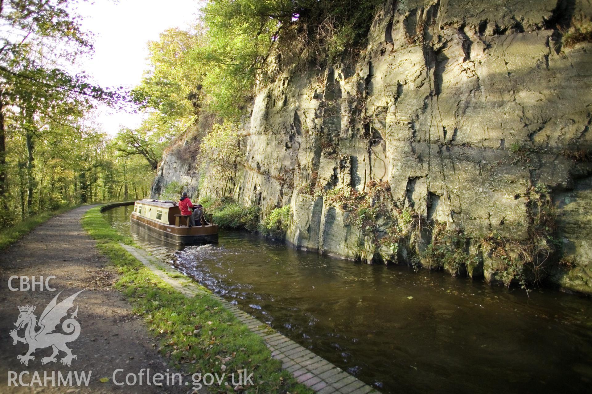 View from east with canal boat.