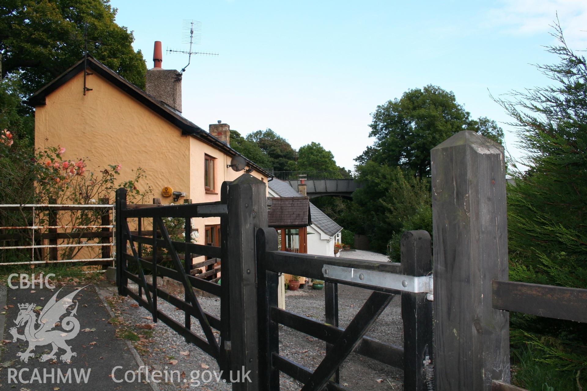 Looking across the site of the Pontcysyllte Aqueduct western construction yard towards the aqueduct, from the west.