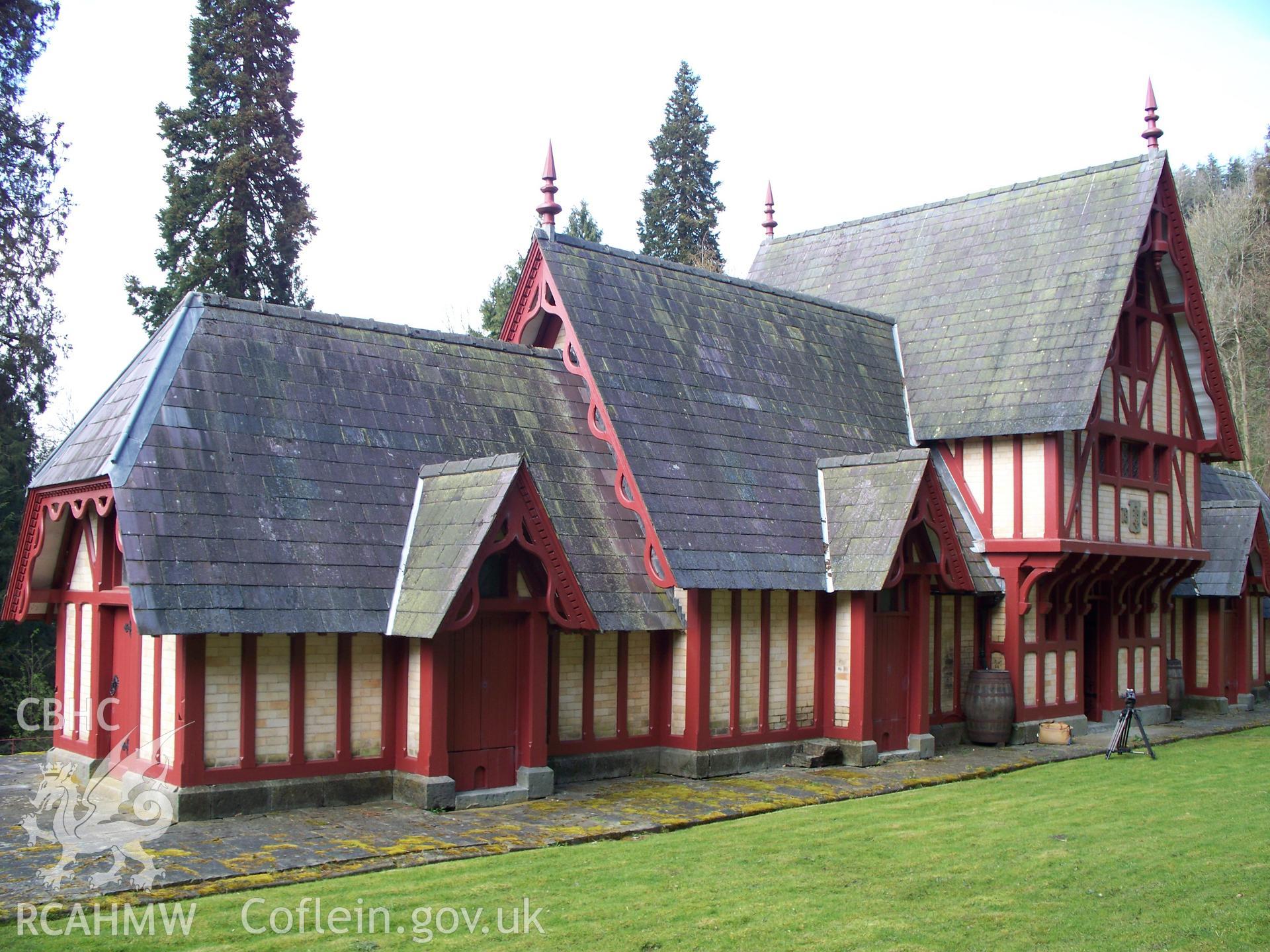 The south-east face of the Poultry House towards the fenced poultry yard & shed.