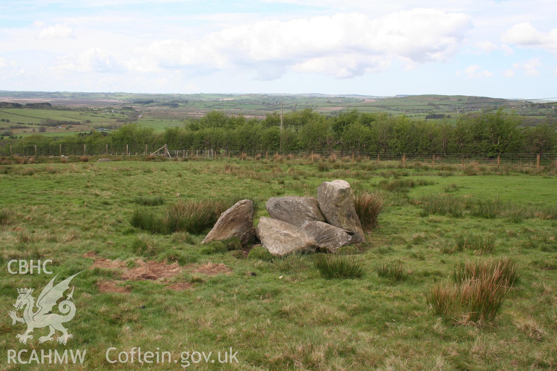 Llys Athro, possible clearance cairn. Boulder pile viewed from the south-east.