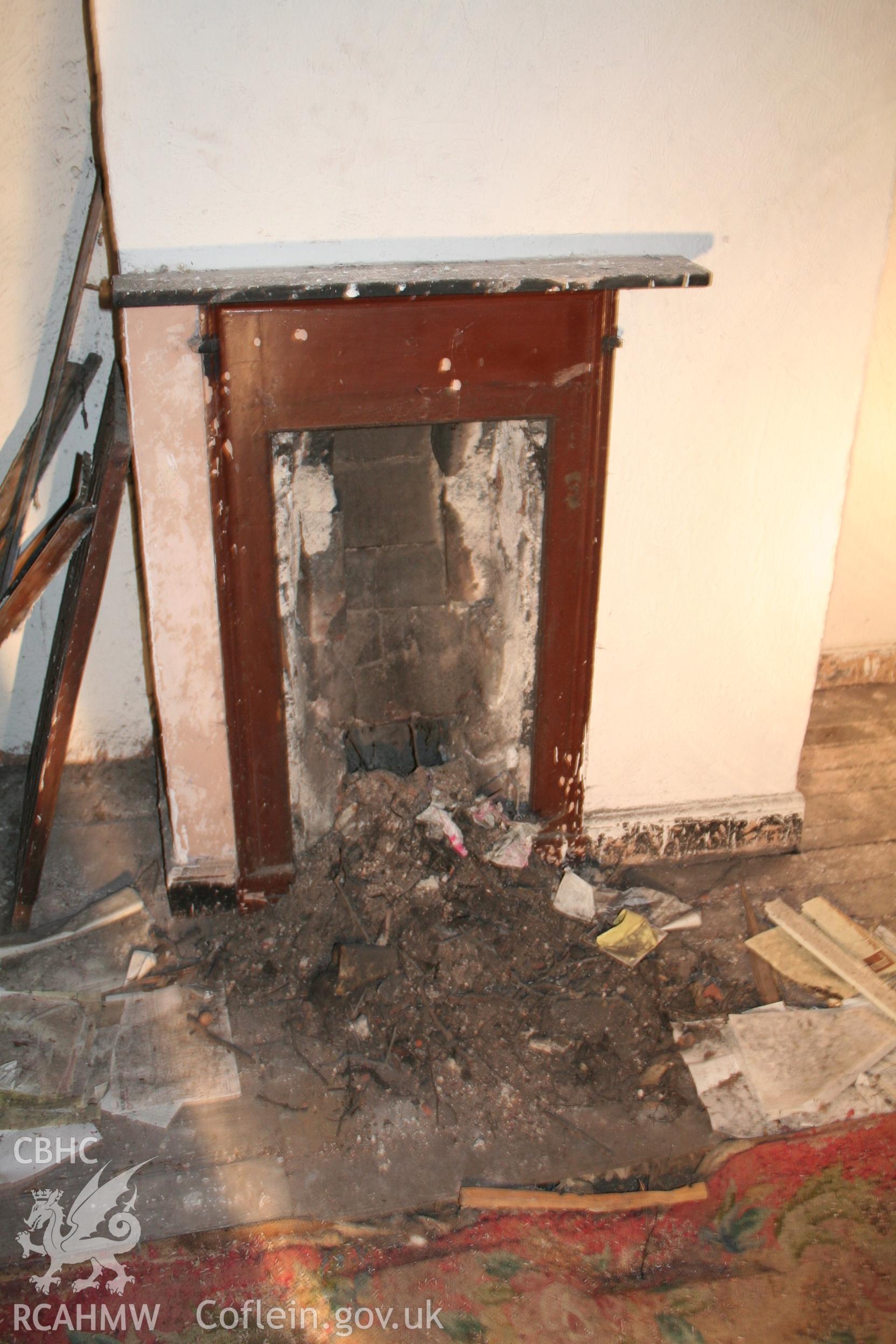 Interior second-floor fireplace to gable-end