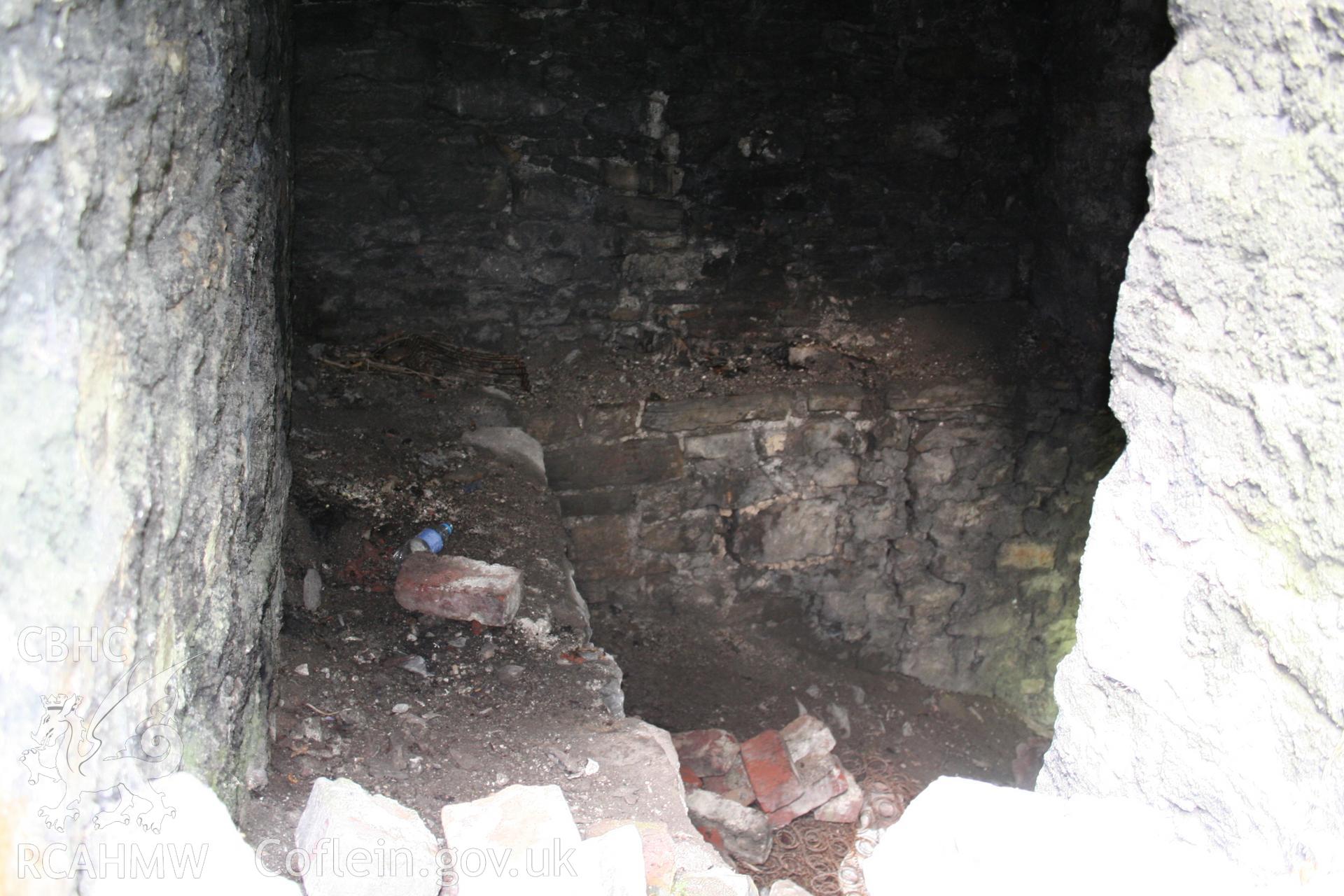 Interior of north tower viewed through south doorway at first-floor