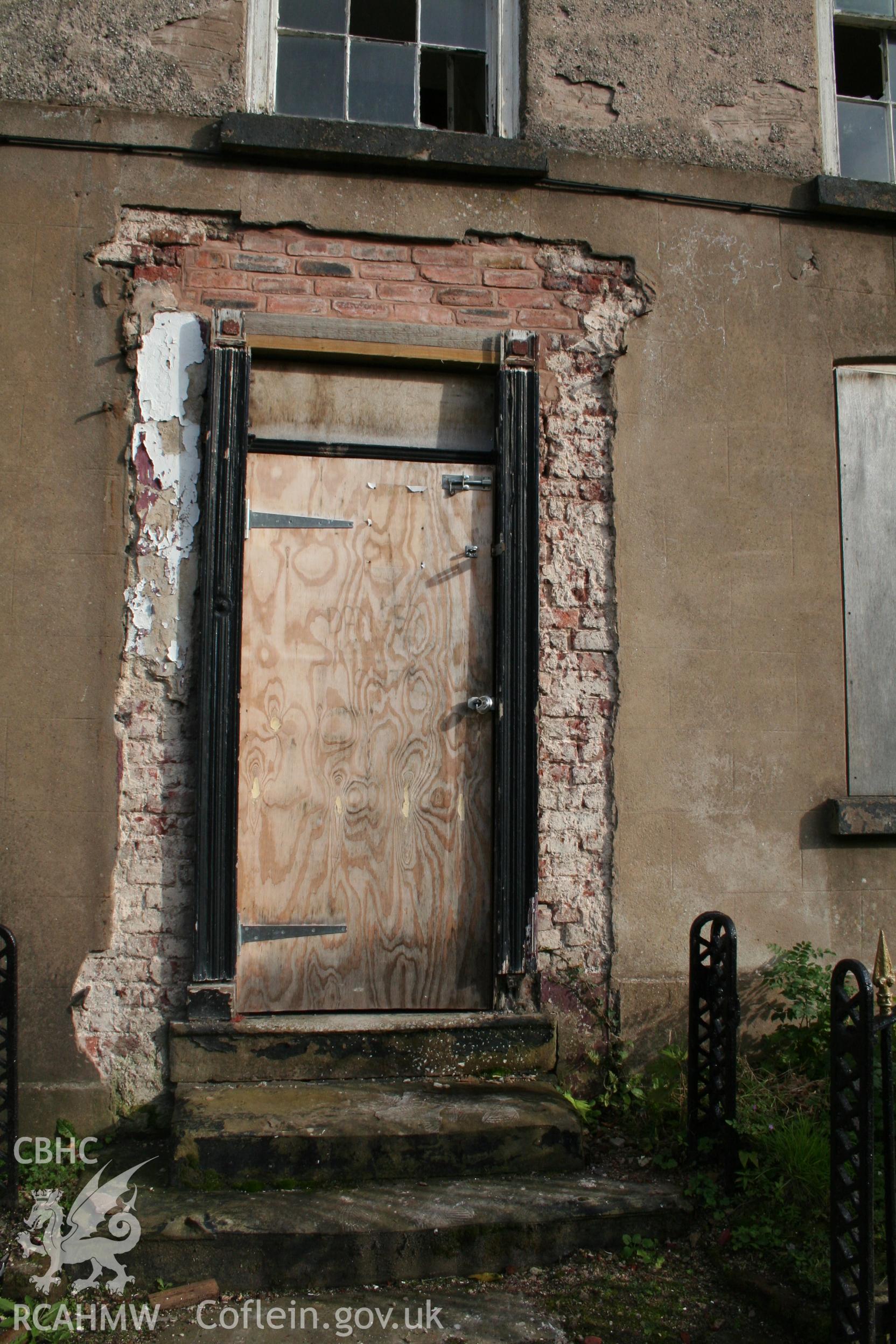 Exterior west elevation main doorway
