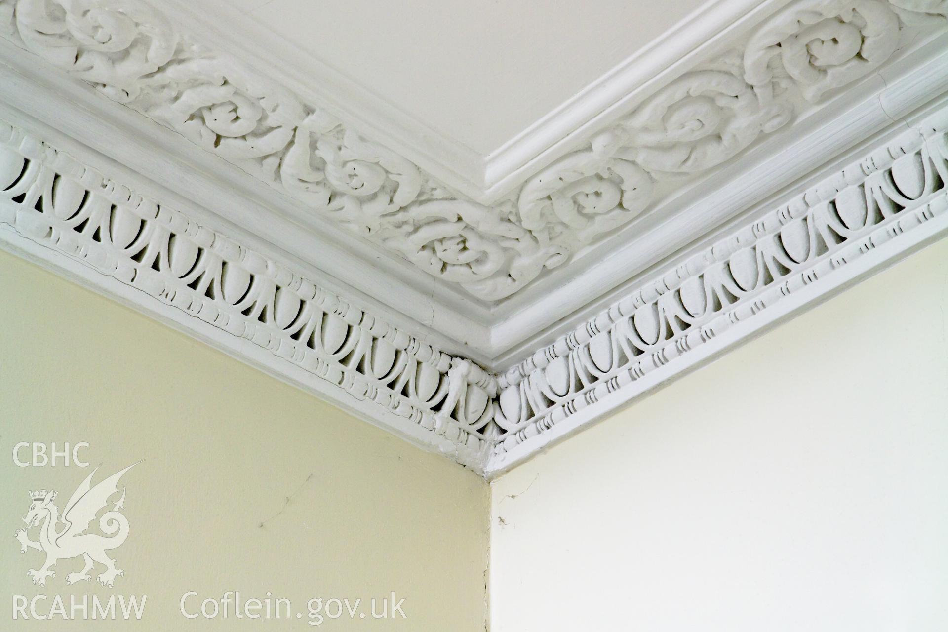 First floor stair cornice detail.