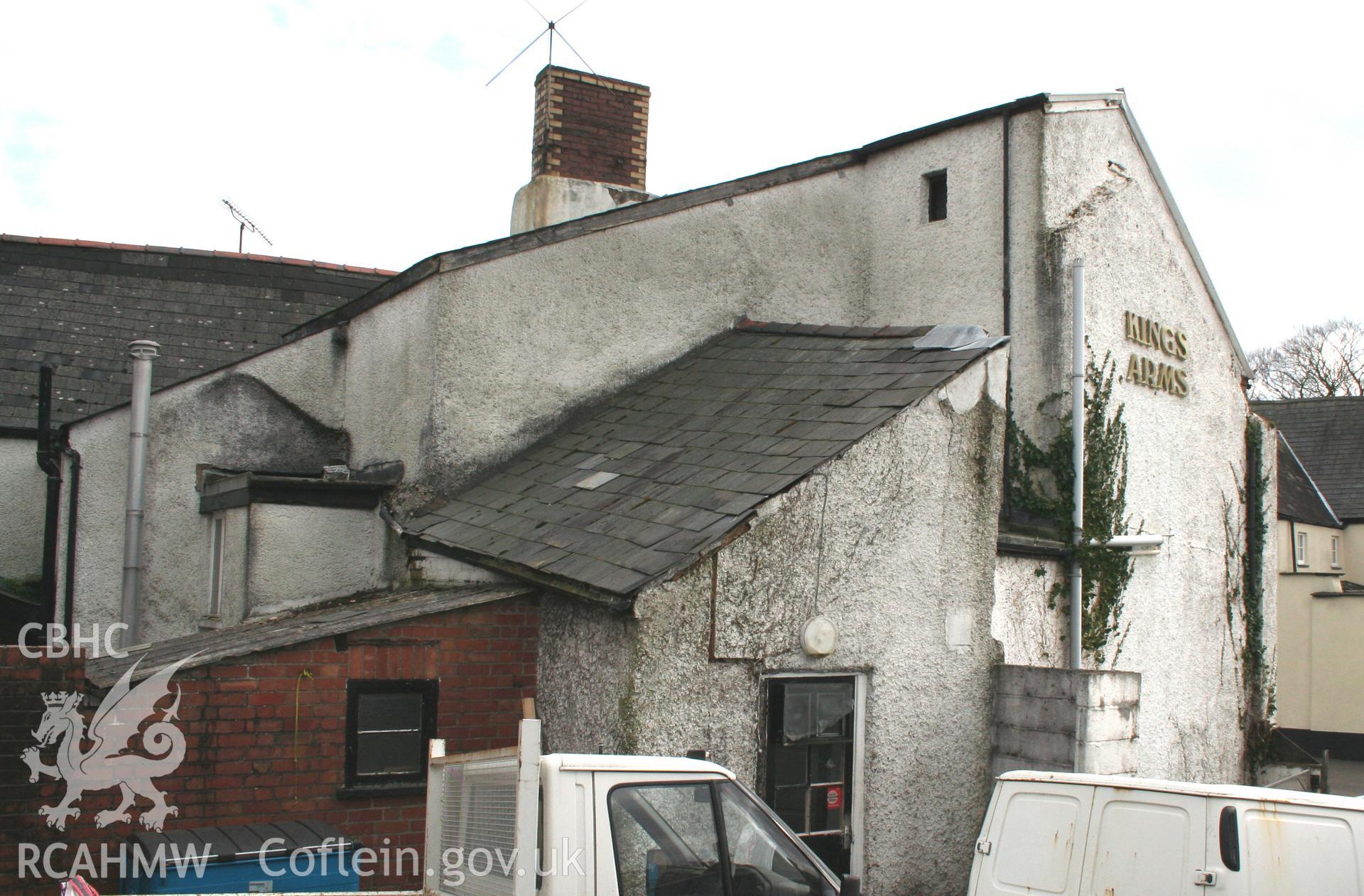 The King's Arms, Abergavenny. Exterior, rear south elevation of north wing.