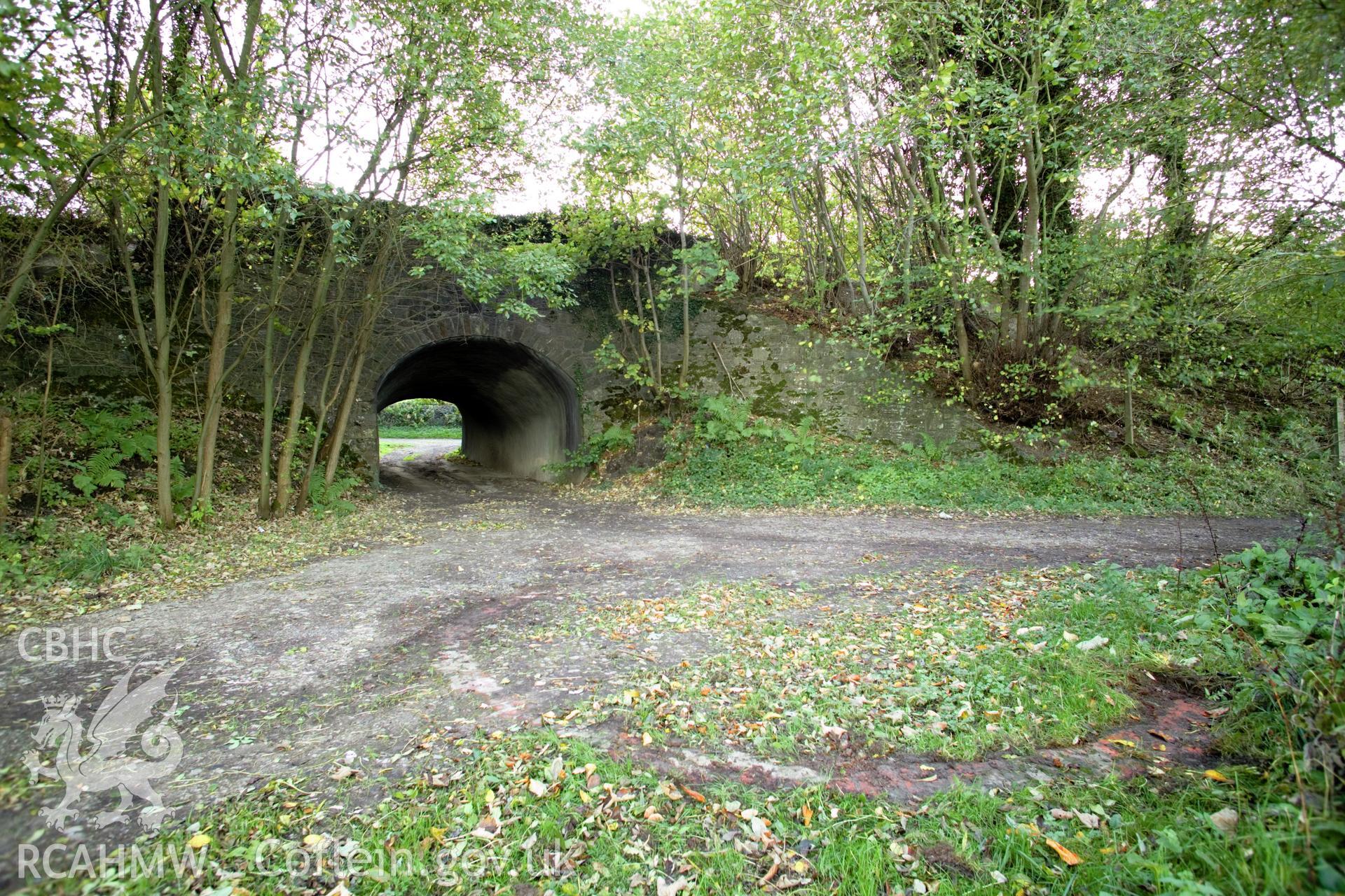 View from north with turntable foundation in foreground.