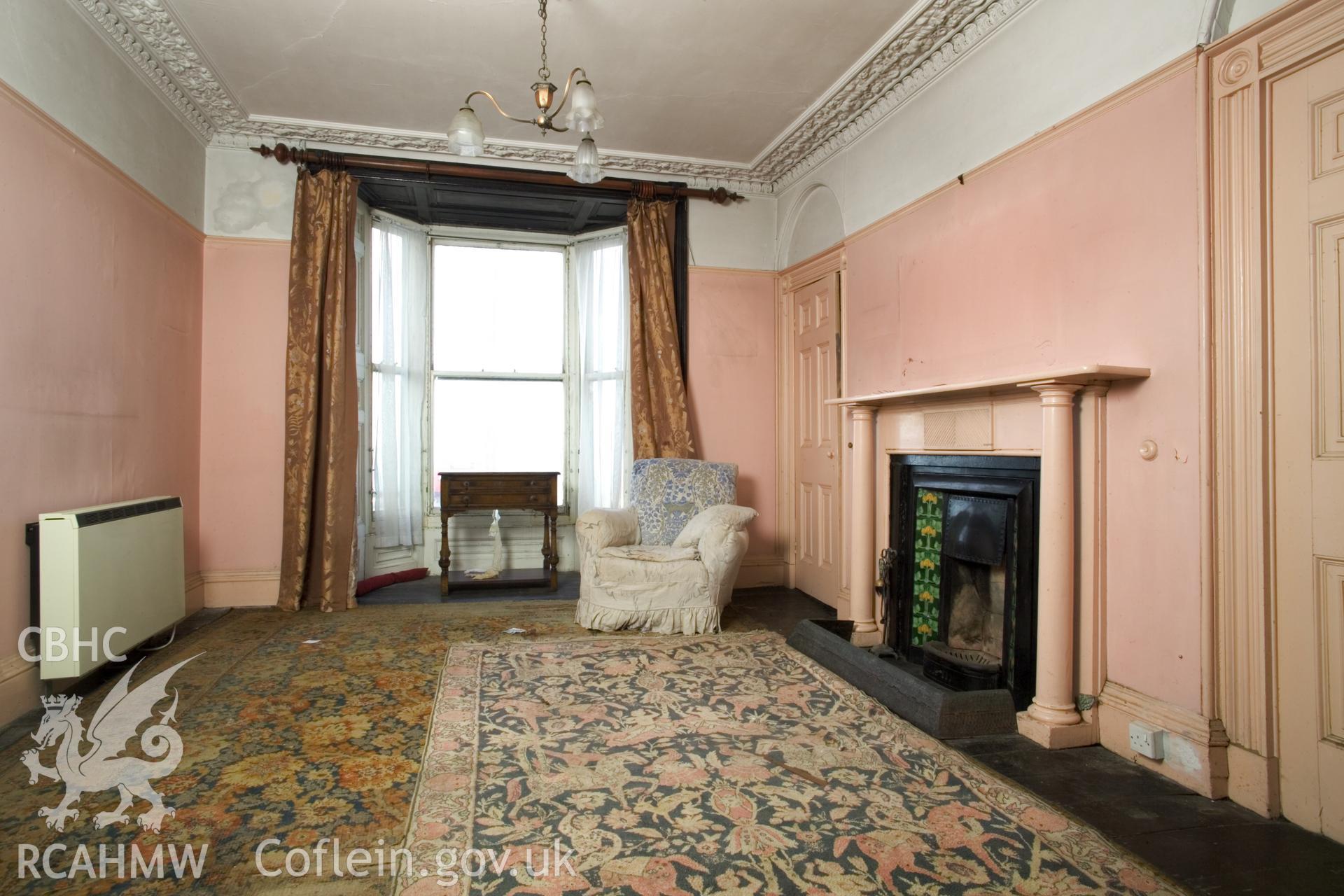 Ground floor, front room, from southeast.