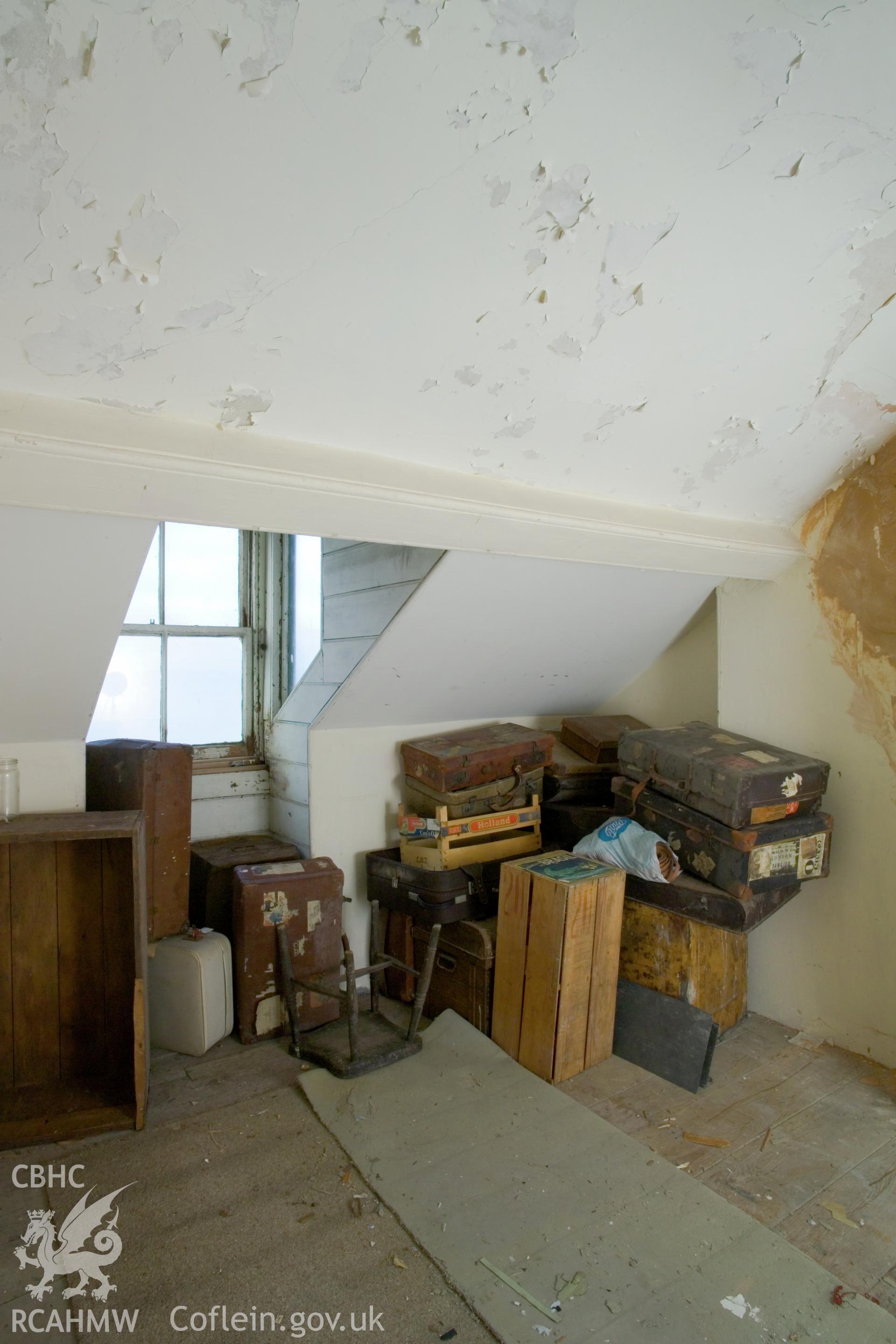 Front, north, attic room.