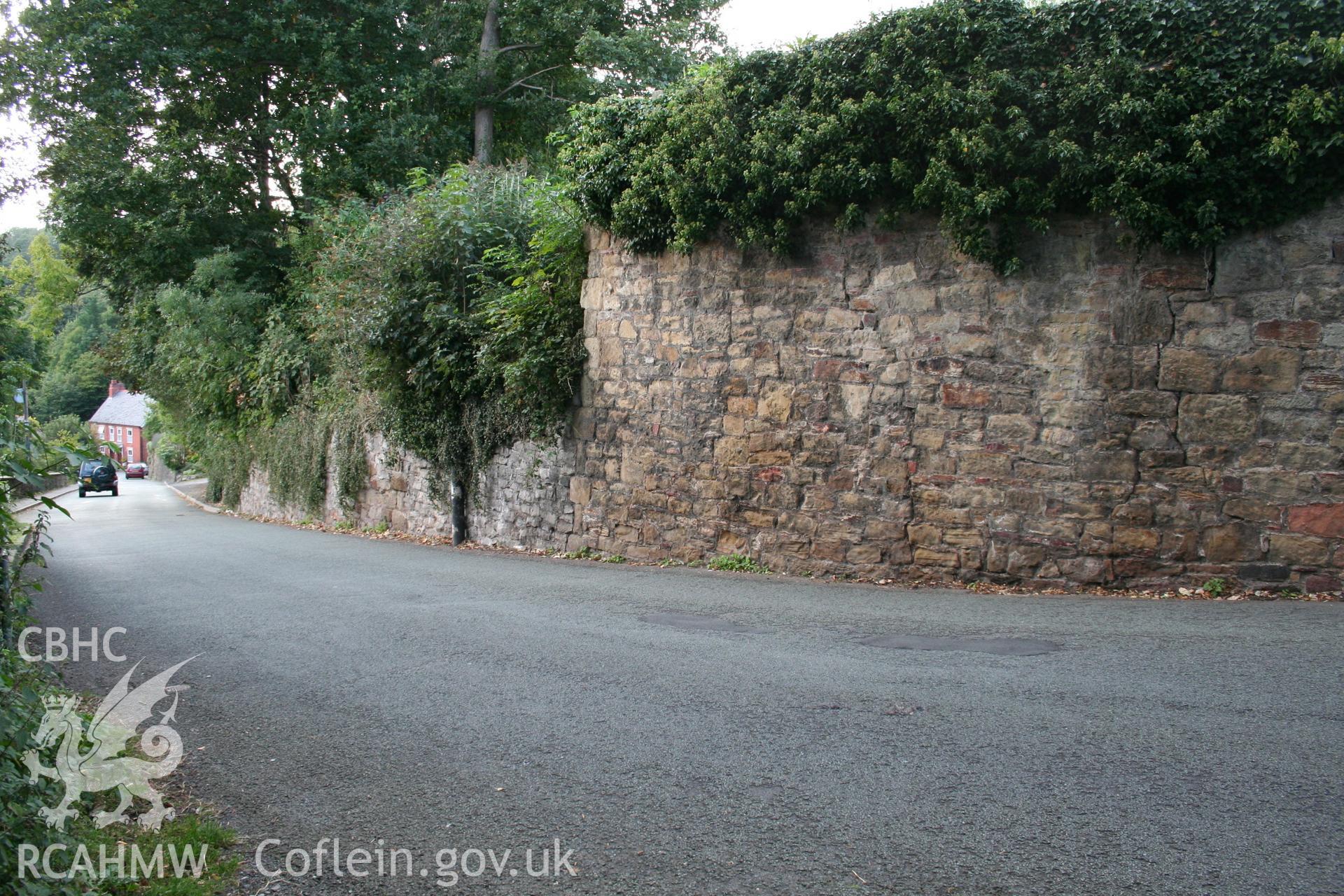 Section of the Pontcysyllte Aqueduct western construction yard retaining wall, from the east.