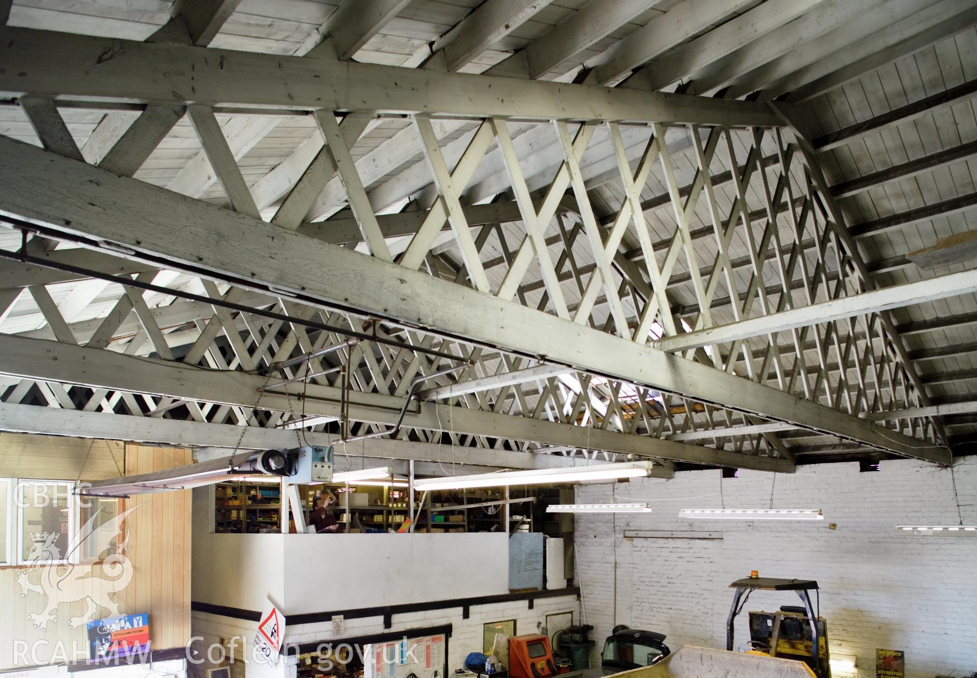 Interior roof framing from south.