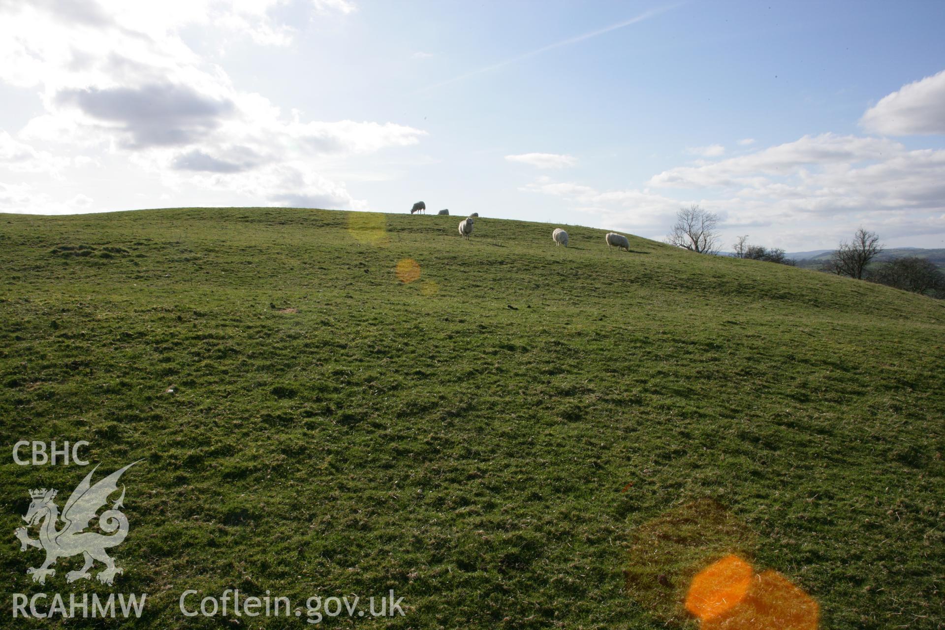 Pentre Camp: view of north-eastern hillfort defences, seen from outside the fort