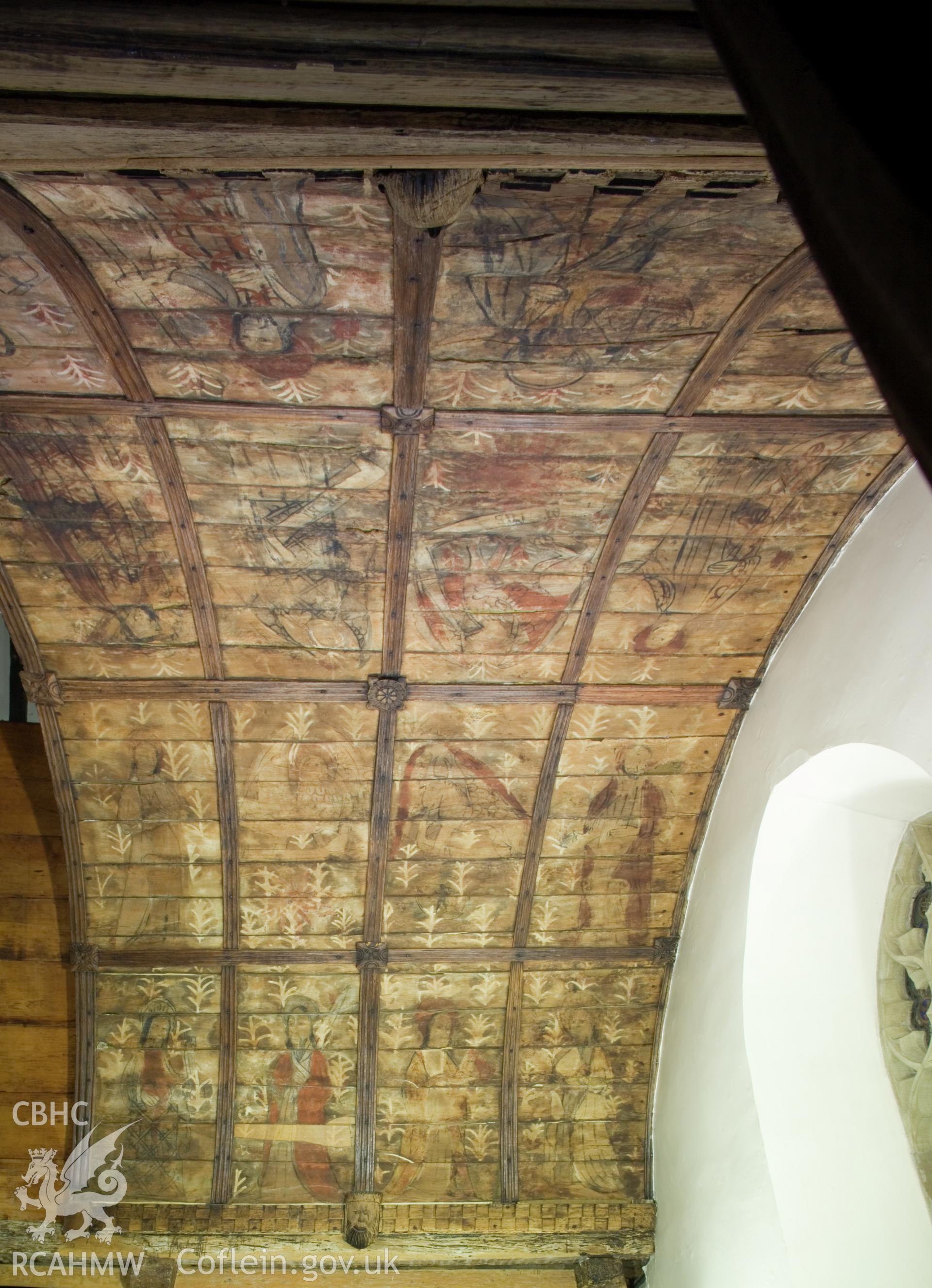 View of barrel roof over altar, from the south.