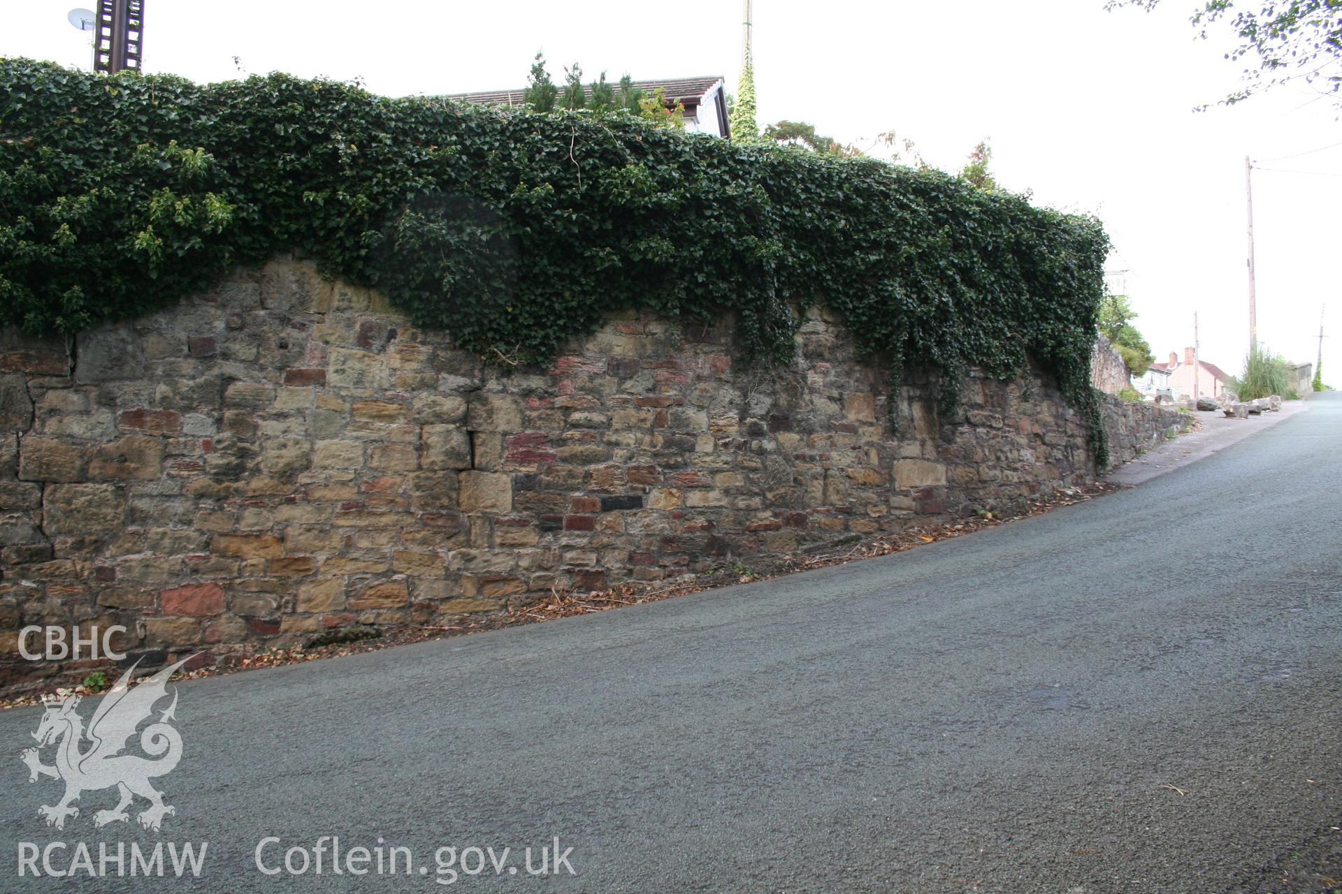 Section of the Pontcysyllte Aqueduct western construction yard retaining wall, from the west.
