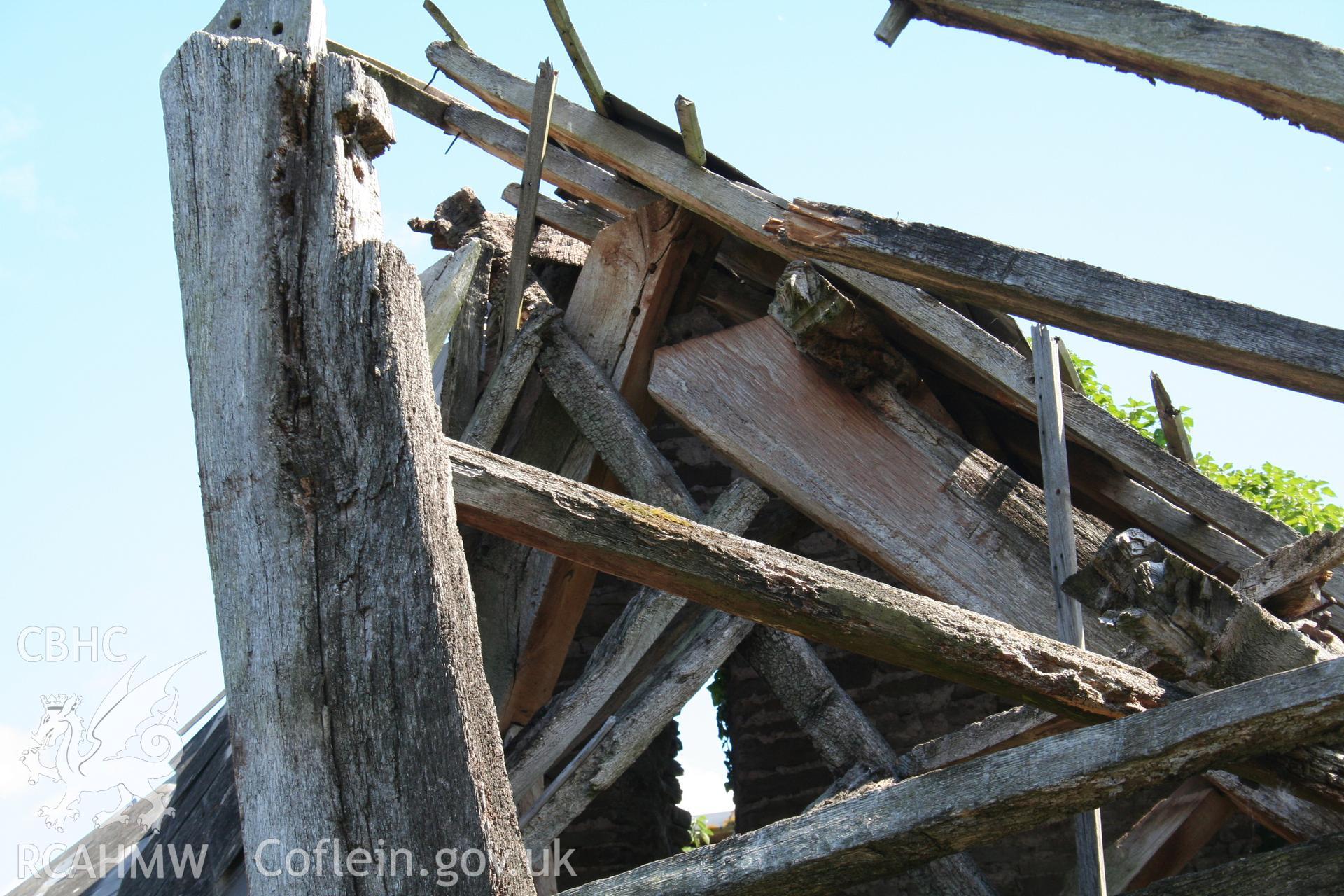Interior view from west showing cruck end for saddle.
