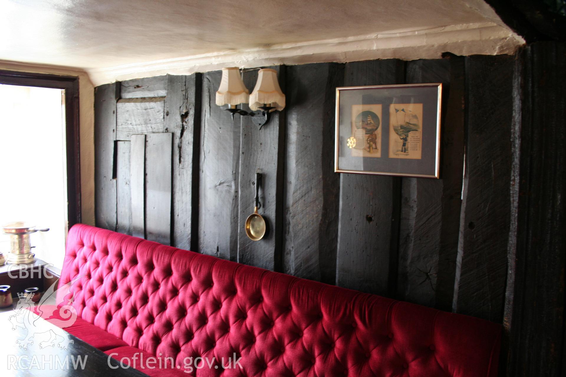 The King's Arms, Abergavenny. Interior, narrow doorway in post & panel left unit, south side.