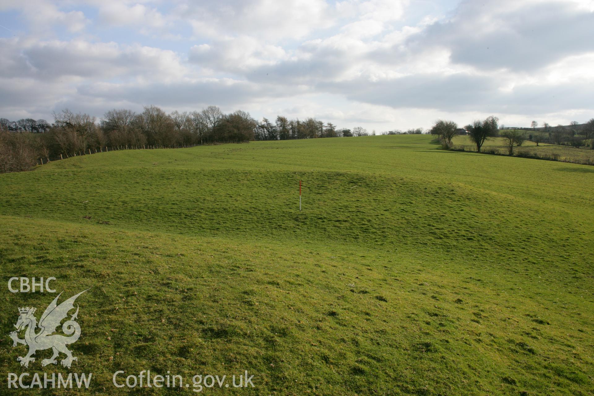 Rear of main rampart, showing berm. View from north.