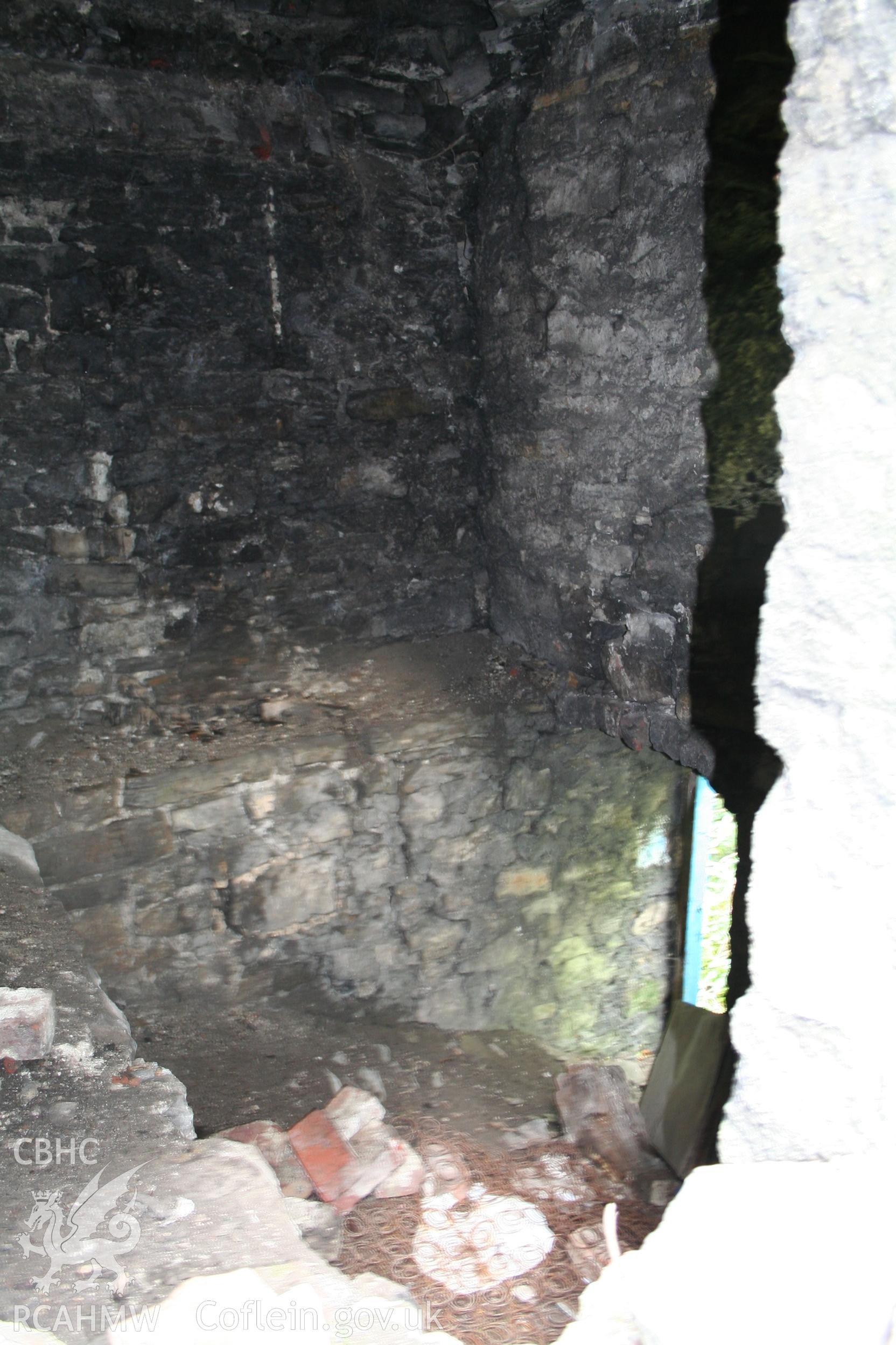 Interior of north tower viewed through south doorway at first-floor