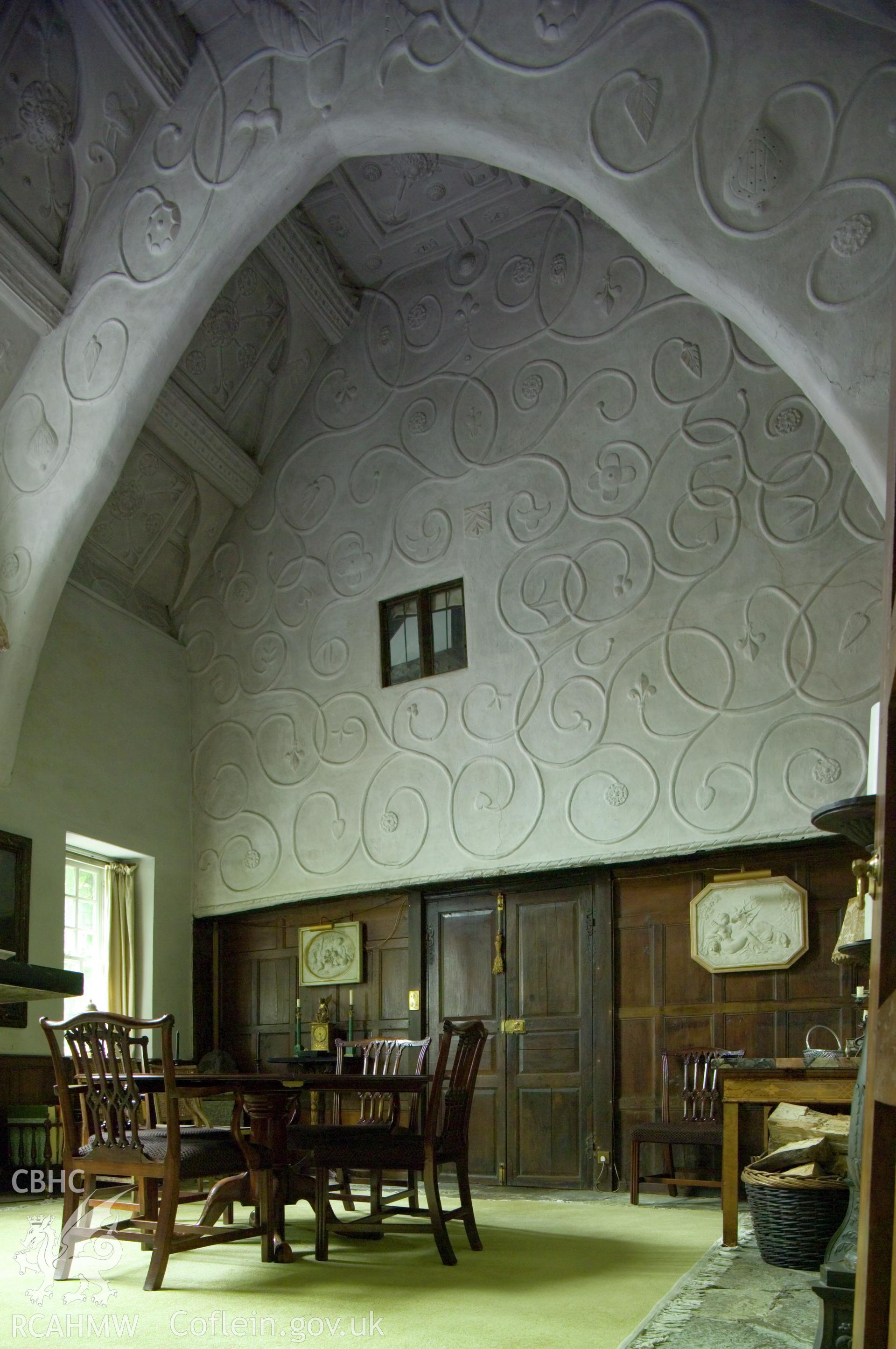 Interior of Hall, looking southeast.