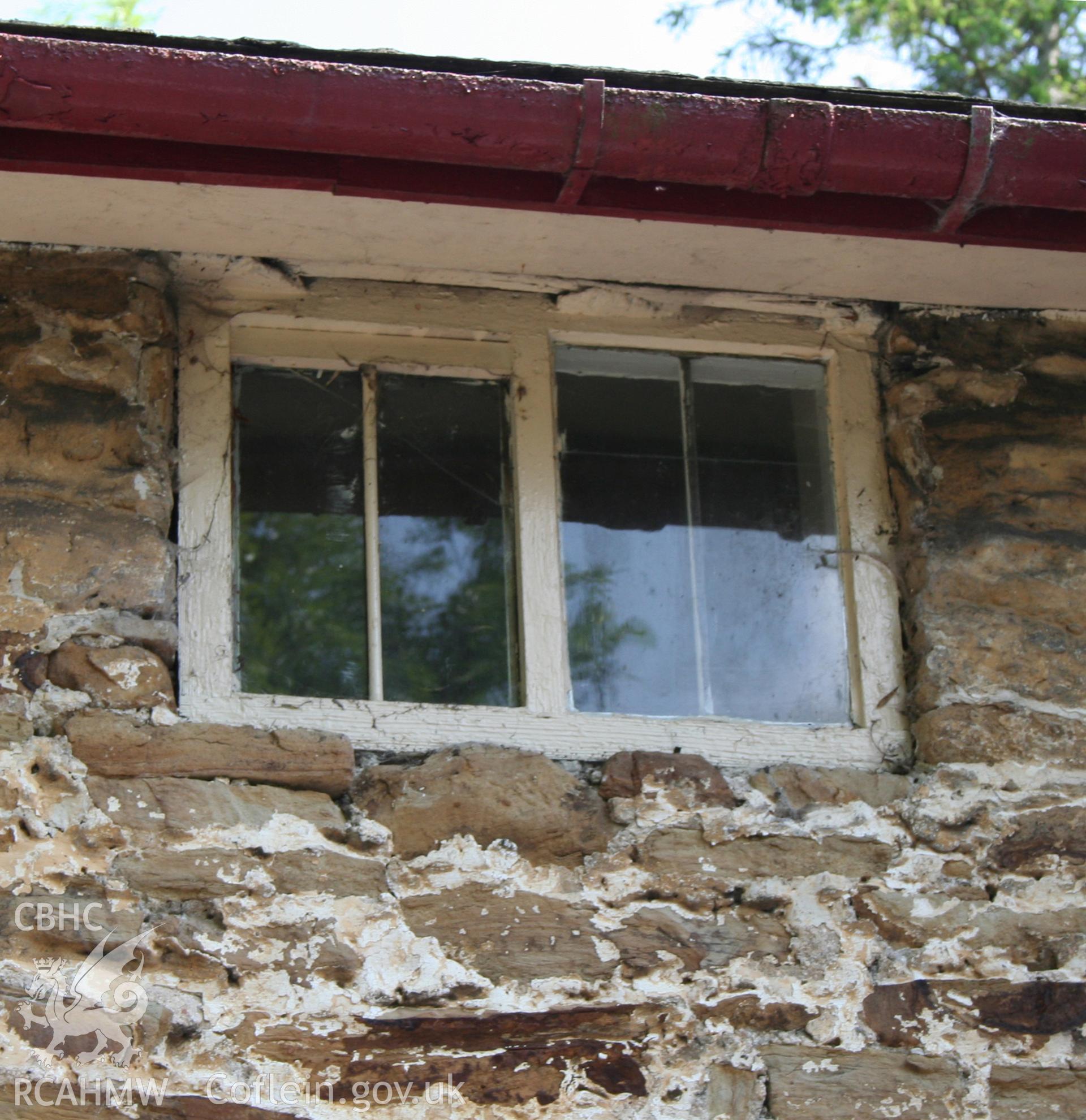 Wood bank Cottage Pontcysyllte. South-west elevation, first-floor window over kitchen.