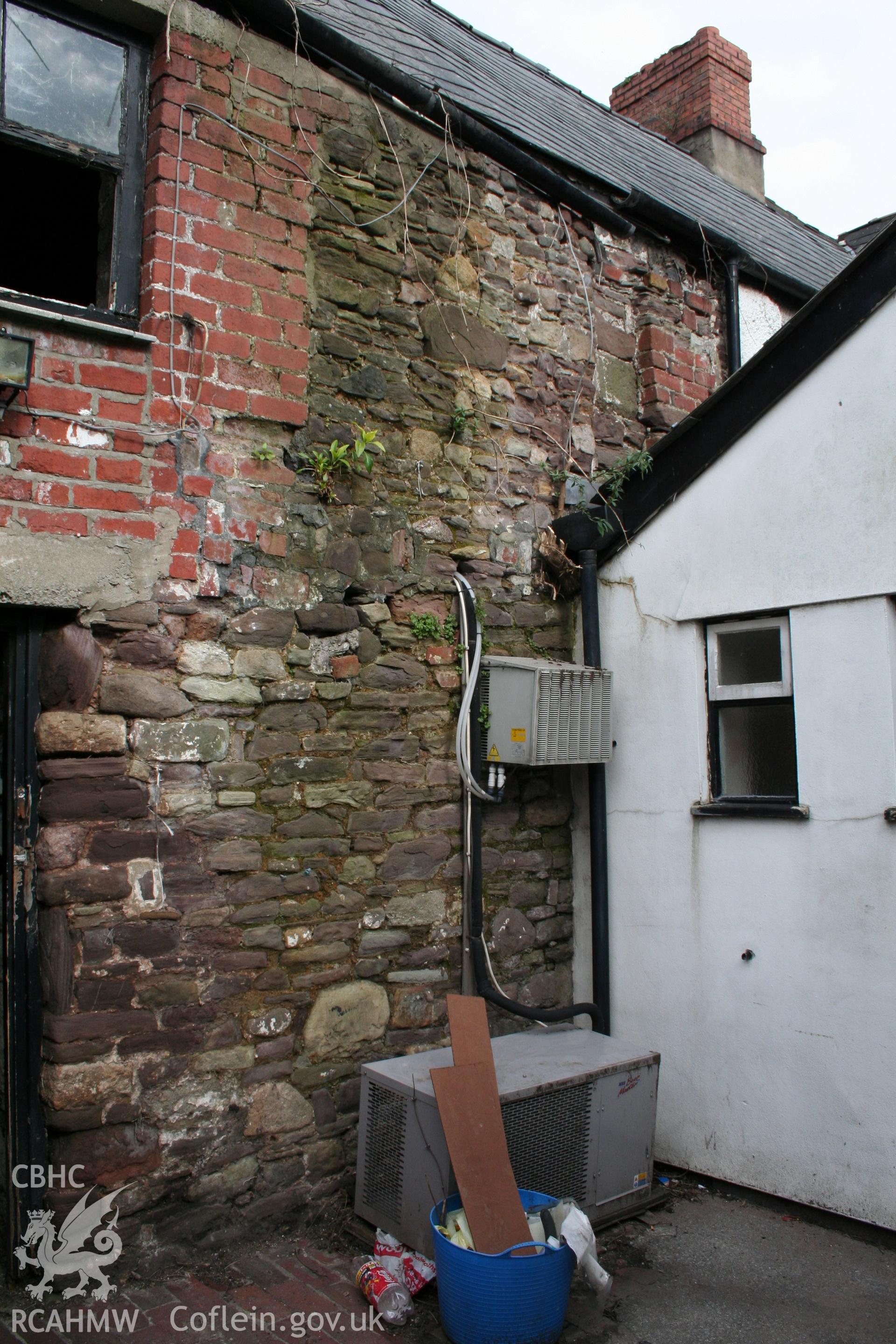 The King's Arms, Abergavenny. Exterior, rear south elevation of south wing.