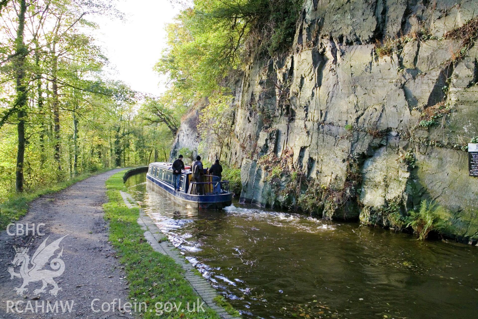 View from east with canal boat.