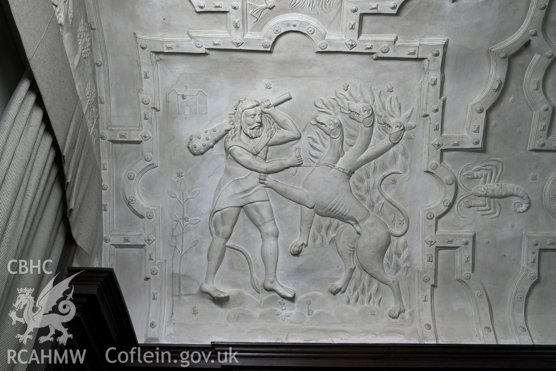 Interior of the Hall of Hercules, ceiling detail.