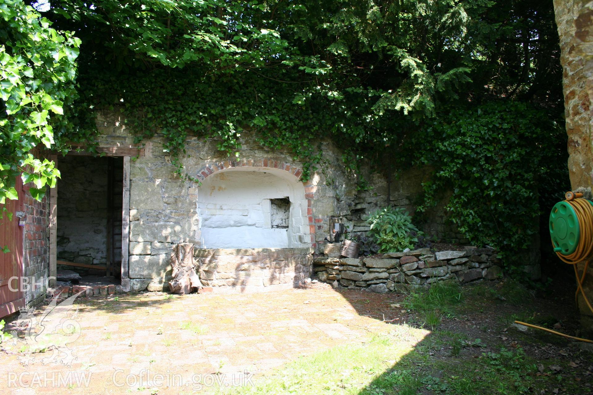 Wood bank Cottage Pontcysyllte. Three circular structures (kilns) in the canal bank, close to north-west end of house.