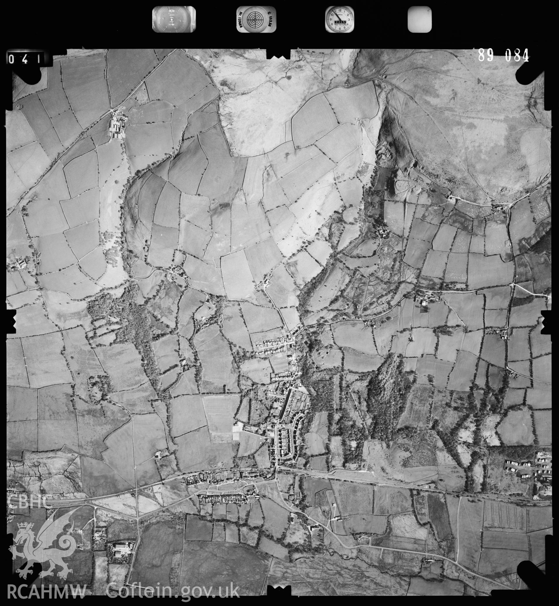Digitized copy of an aerial photograph showing Bridgend area,  taken by Ordnance Survey, 1989.