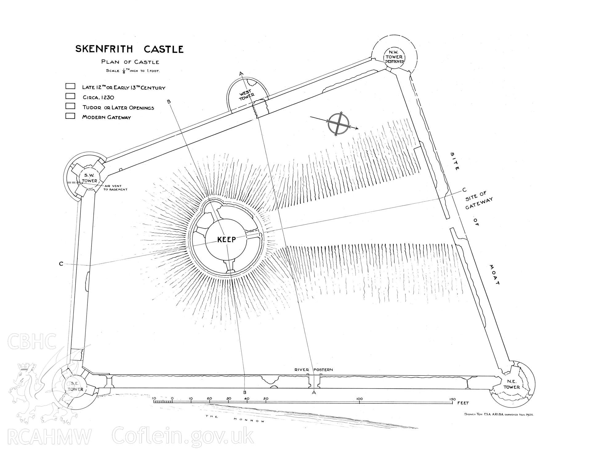 D.O.E photograph of Skenfrith Castle. Plans.